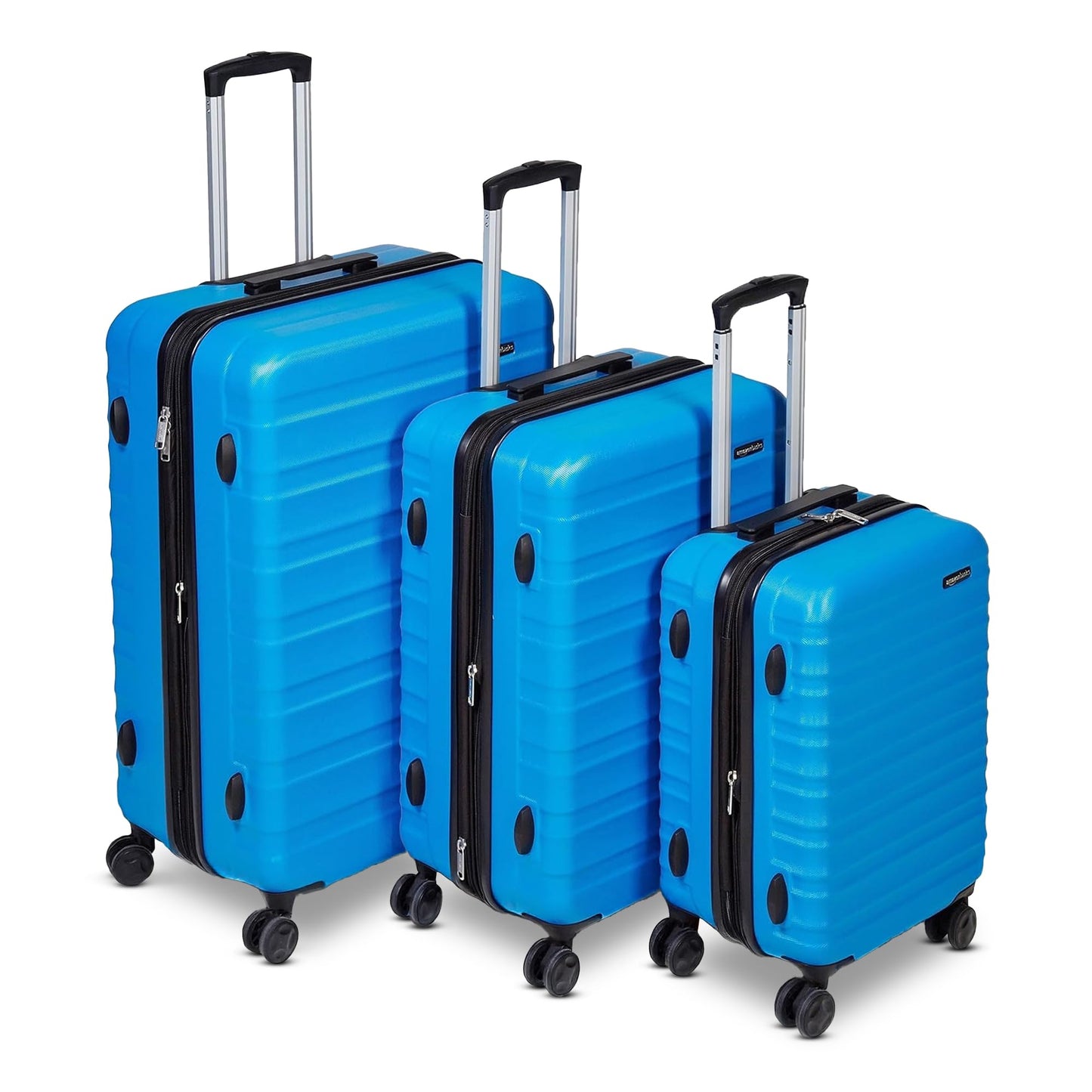 Amazon Basics 3-Piece Set (21", 26", 30"), Hardshell Suitcases With Wheels, Expandable For Up to 25% More Space, With Scratch-Resistant Surface, Four Multi-directional Wheels, Navy Blue