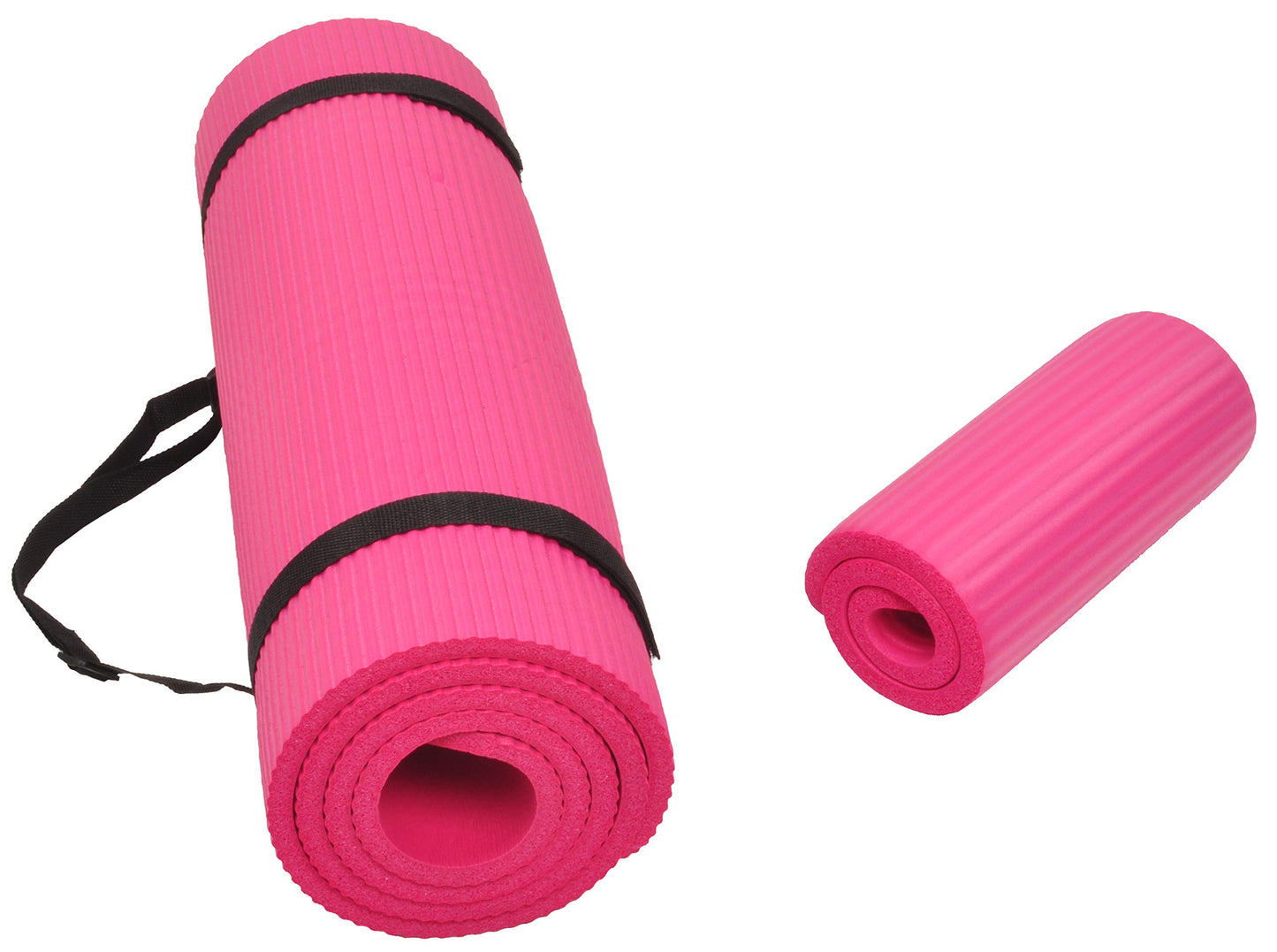 All Purpose 1/2-Inch Extra Thick High Density Anti-Tear Exercise Yoga Mat and Knee Pad with Carrying Strap, Multiple Colors