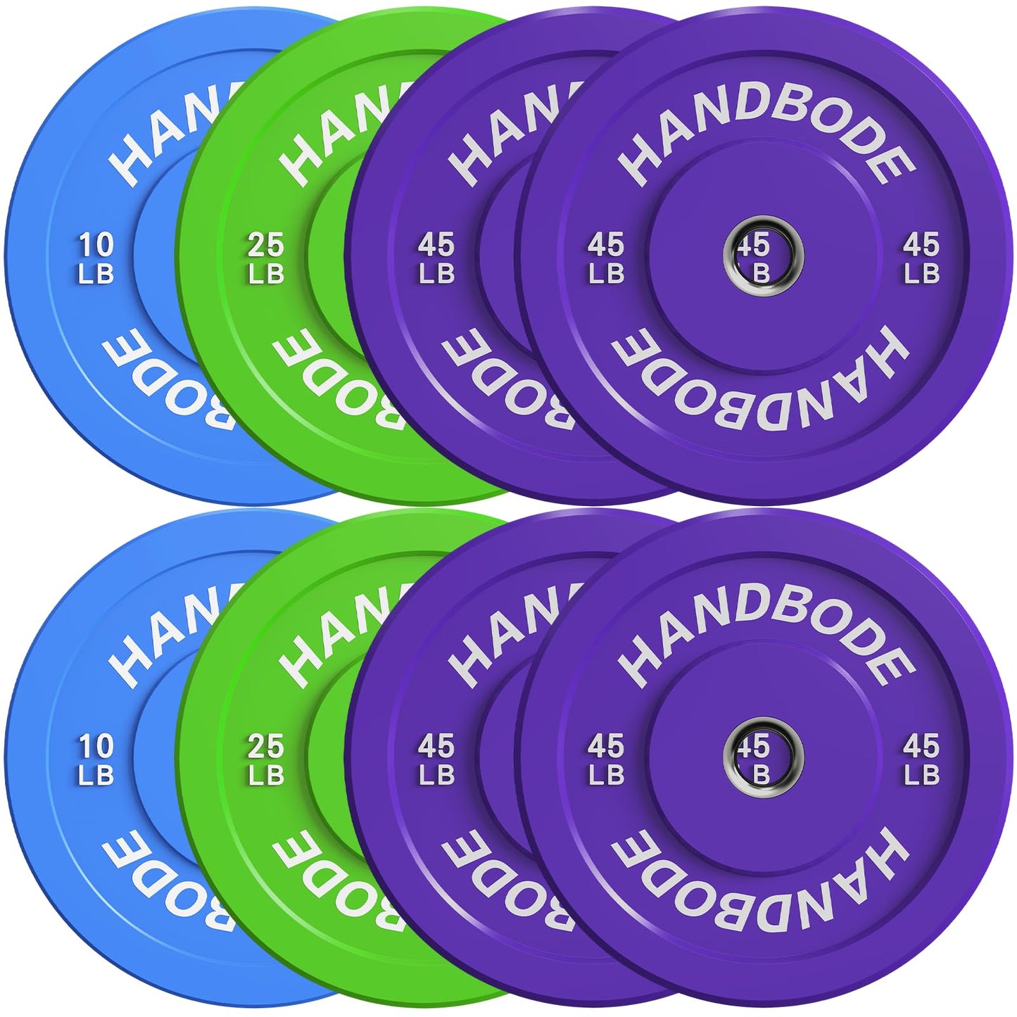 Colored Bumper Weight Plates Olympic Weight Plate Set 2-Inch, 10/15/20/25/35/45/55 lb Barbell Weight Plates Set for Home Gym, Rubber Strength Training Weights Plates for Weight Lifting