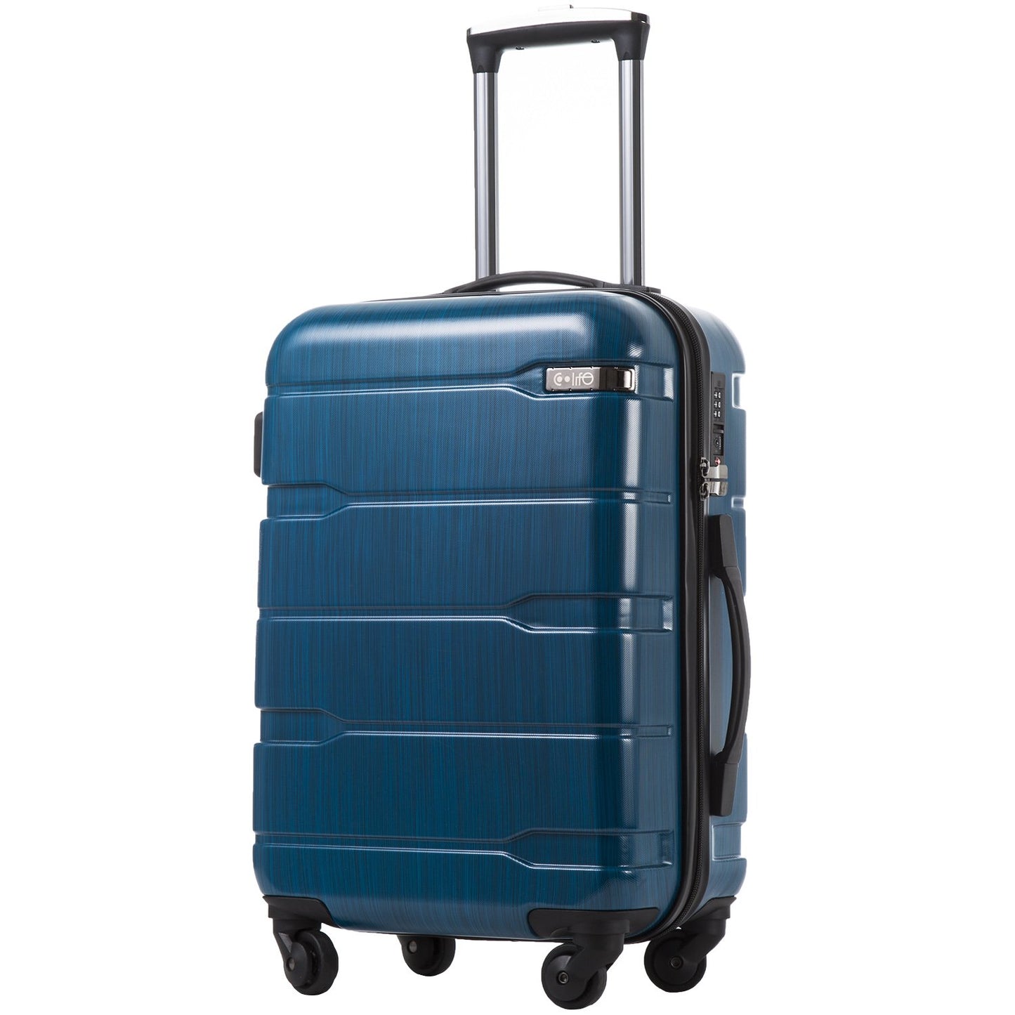 Coolife Luggage Expandable 3 Piece Sets PC+ABS Spinner Suitcase 20 inch 24 inch 28 inch (white, 3 piece set)