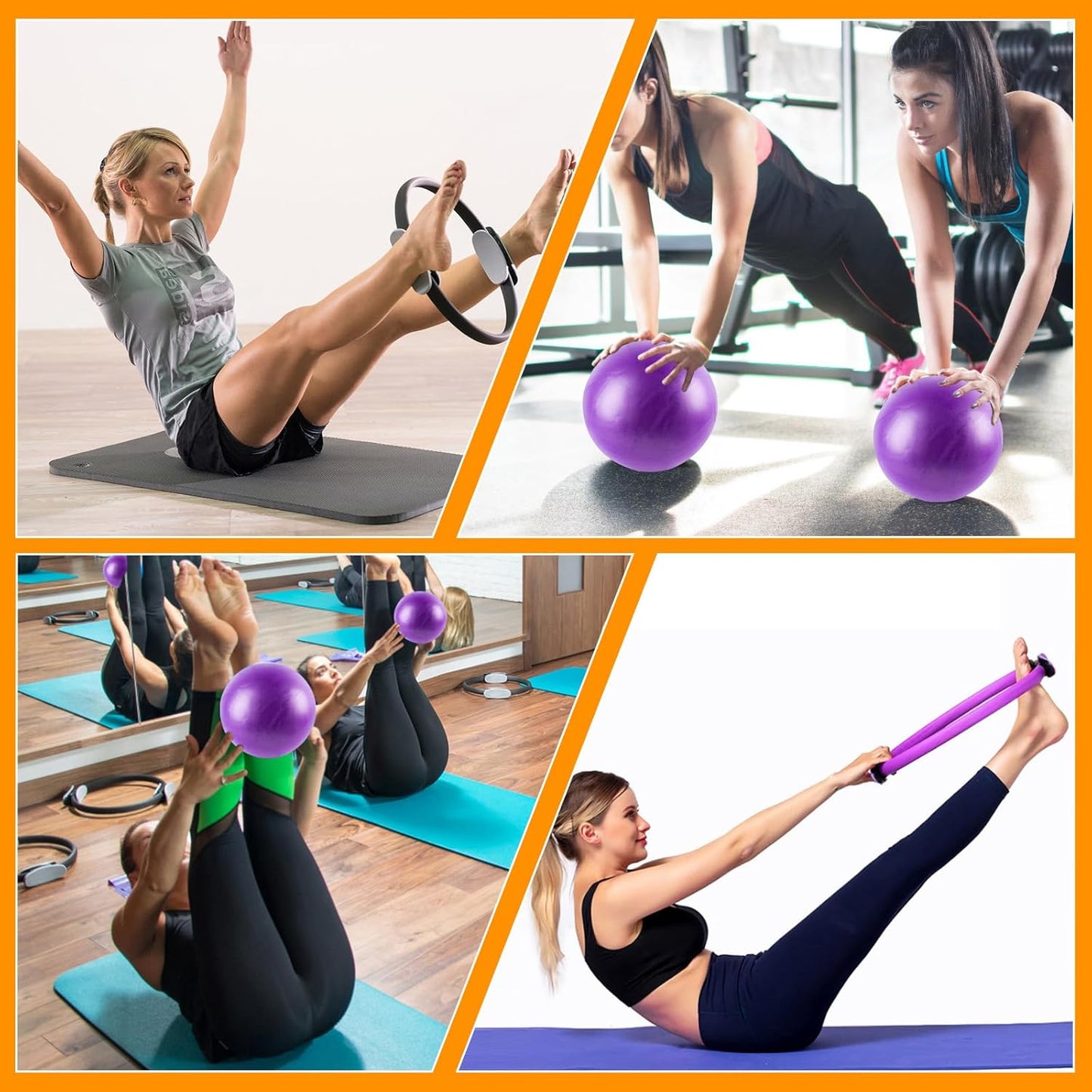 Pilates Ring Set – Home Pilates Equipment for Women Kit with Magic Circle Pilates Ring and Ball Set, Resistance Bands & Massage Balls & Exercise Bands for Toning,Flexibility & Core Strength