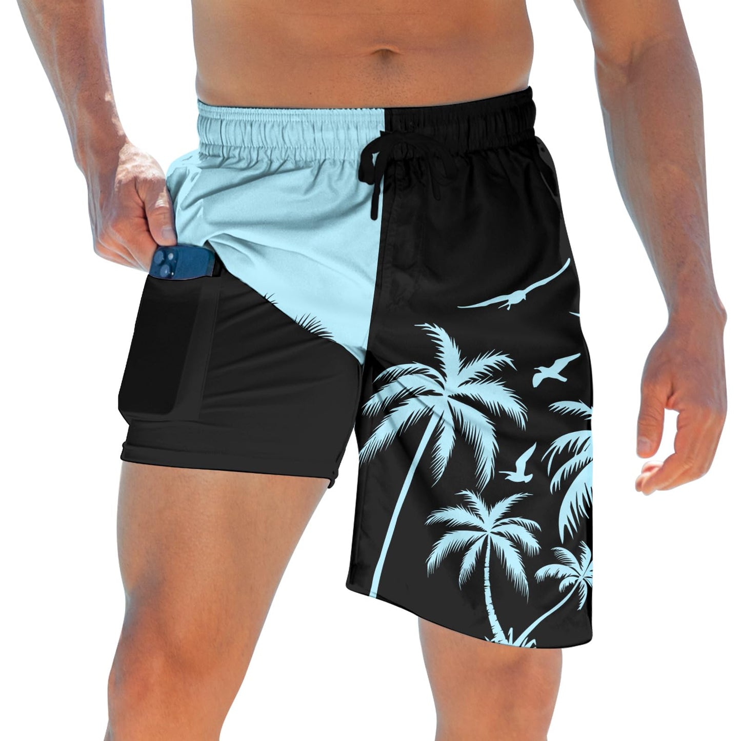 ALISISTER Mens Swim Trunks with Compression Liner Bathing Suit Summer Swimming Shorts