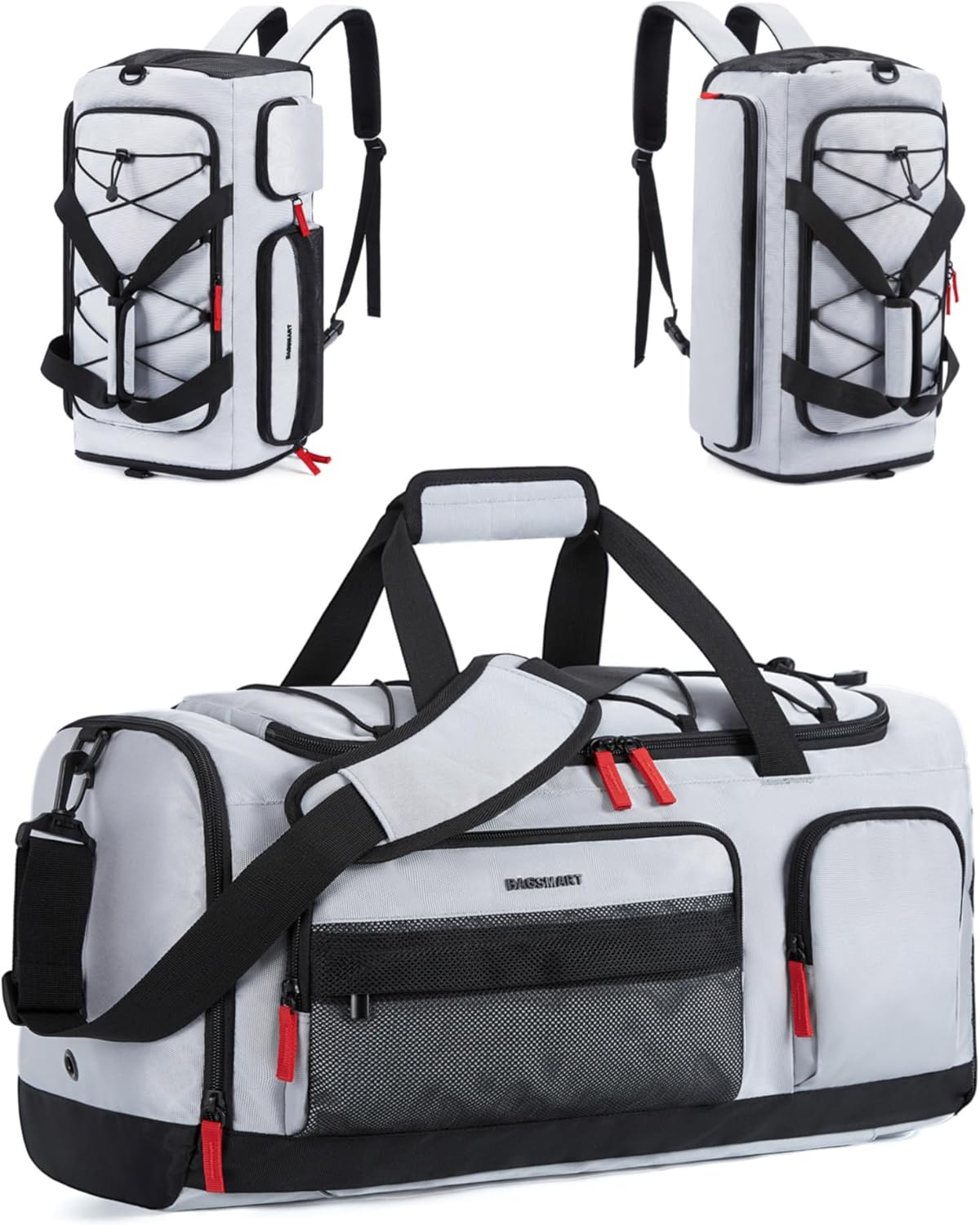 BAGSMART Gym Bag for Women & Men, 35L Sports Travel Duffel Bag with Shoe Compartment,Anti-Theft Carry On Weekender Bag for Airplane, Water Resistant Workout Overnight Backpack for Travel Gym,Grey