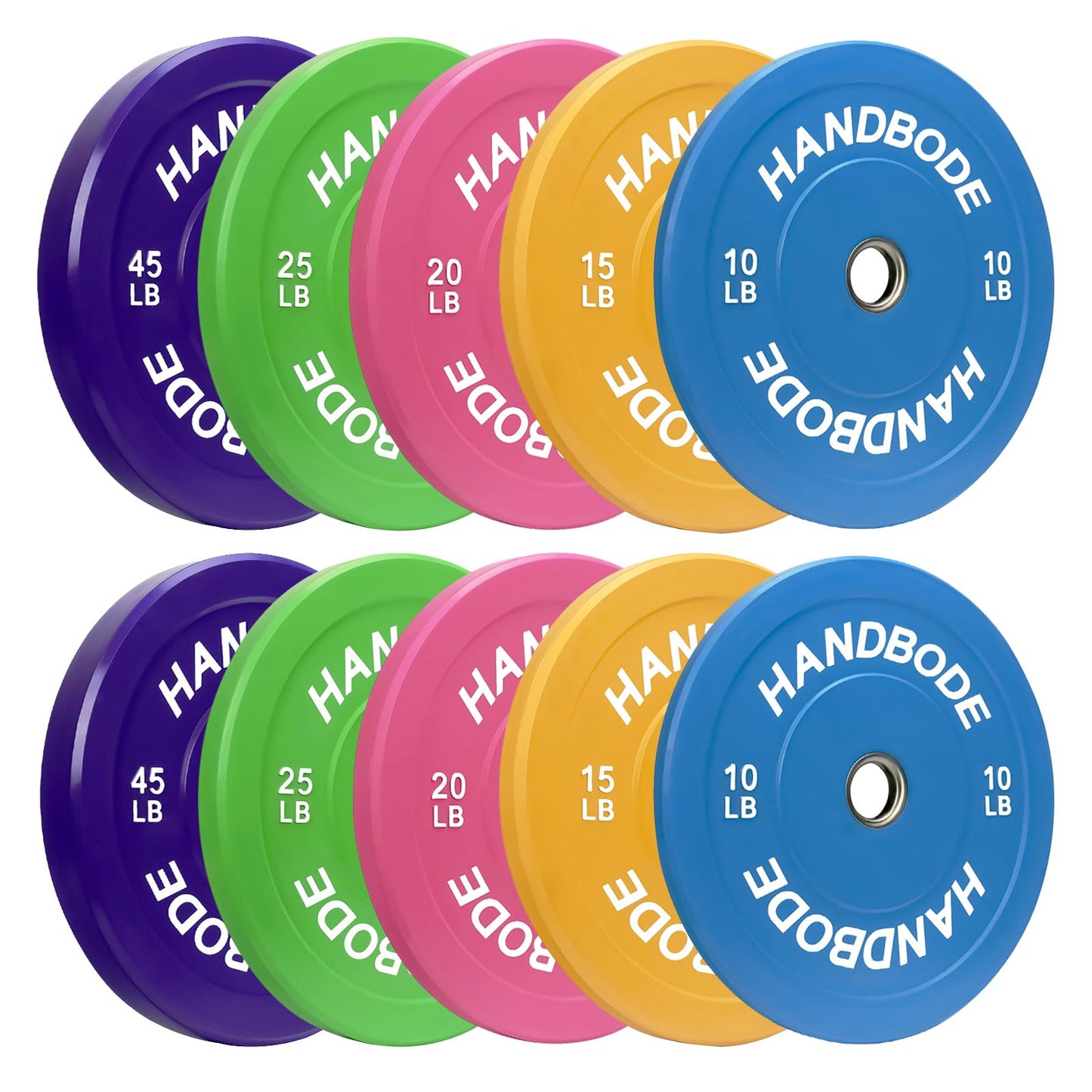 Colored Bumper Weight Plates Olympic Weight Plate Set 2-Inch, 10/15/20/25/35/45/55 lb Barbell Weight Plates Set for Home Gym, Rubber Strength Training Weights Plates for Weight Lifting