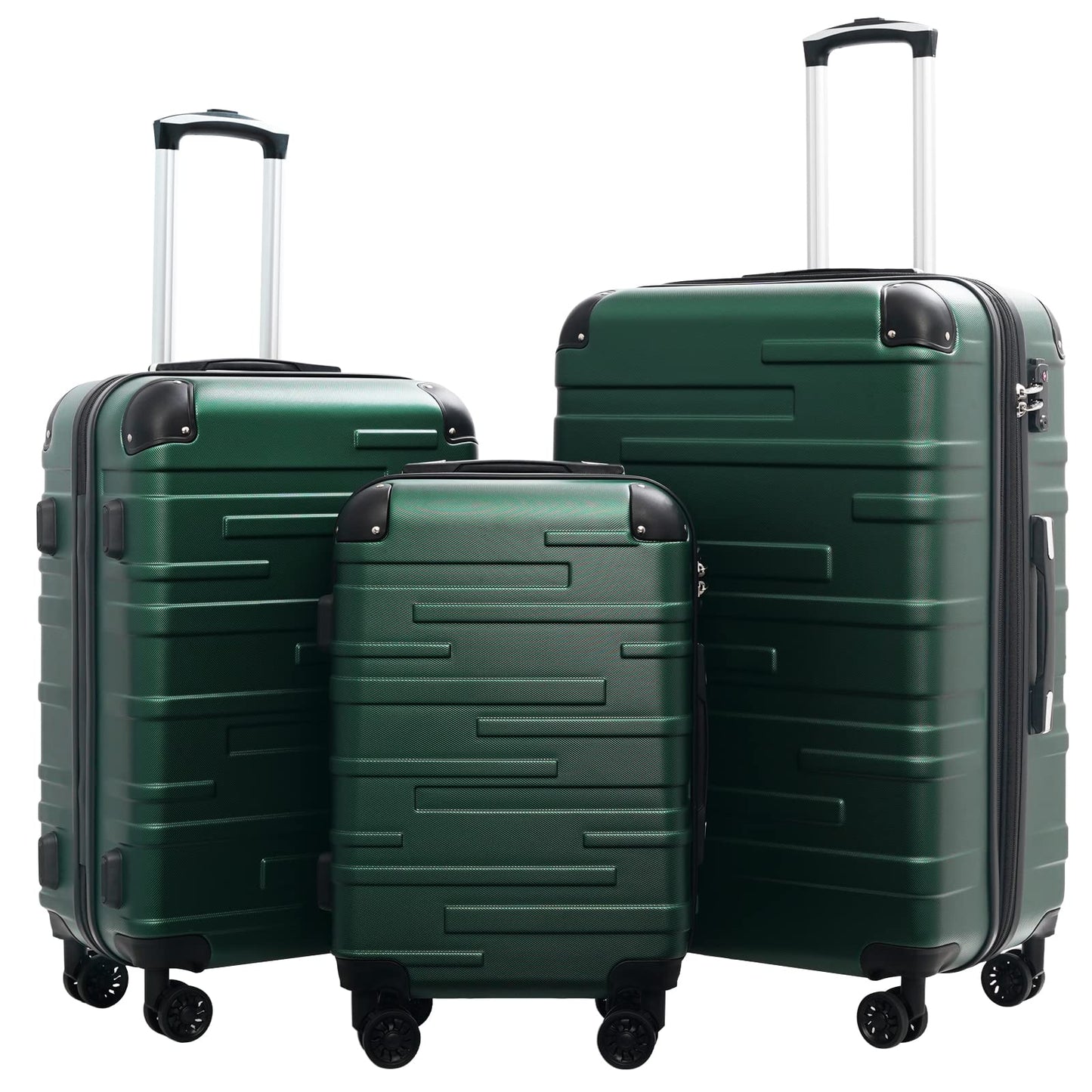 Coolife Luggage Expandable(only 28") Suitcase 3 Piece Set with TSA Lock Spinner 20in24in28in (lake blue)