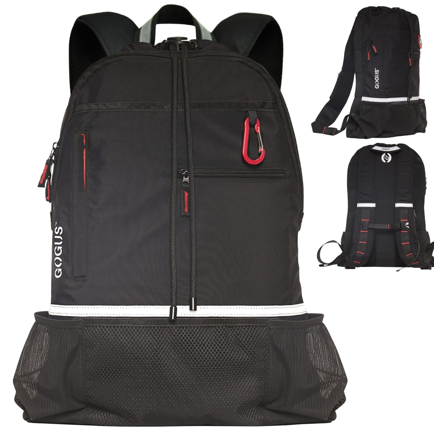 GOGUS Light Gym Drawstring Backpack with Dual Water Bottle Pockets – 18L Eco-Friendly, Water-Resistant Hybrid Bag with Mesh Compartment & Reflective Details for Men & Women