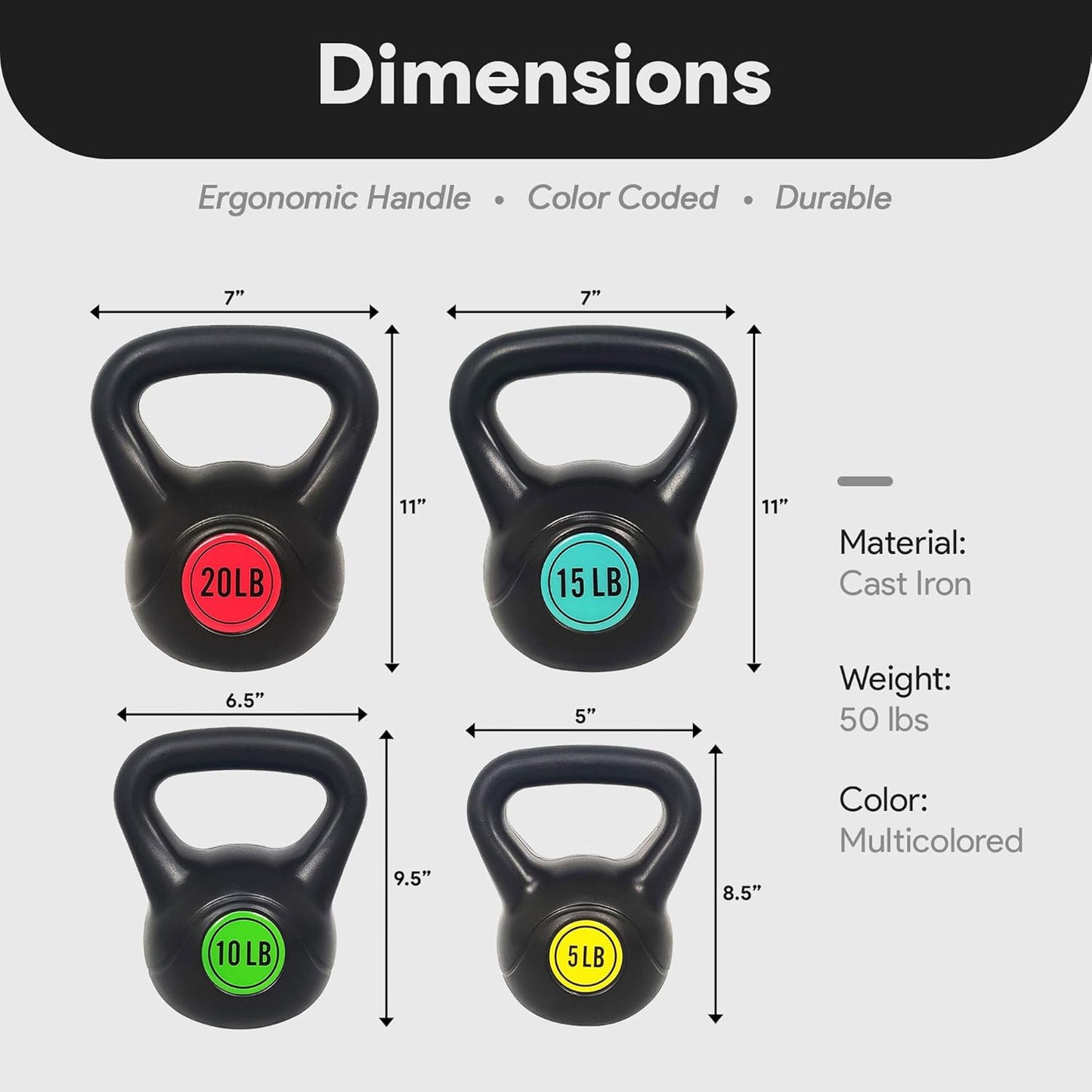BalanceFrom Wide Grip Kettlebell Exercise Fitness Weight Set, Multiple Sizes