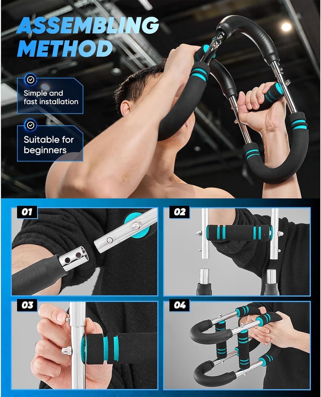 Vedaeyer Twister Arm Trainer, 40-100lb Arm Trainer for Men - Chest/Shoulder/Triceps Workout Equipment, Portable Spring Resistance Home Fitness Equipment, 3-Level Adjustable Design