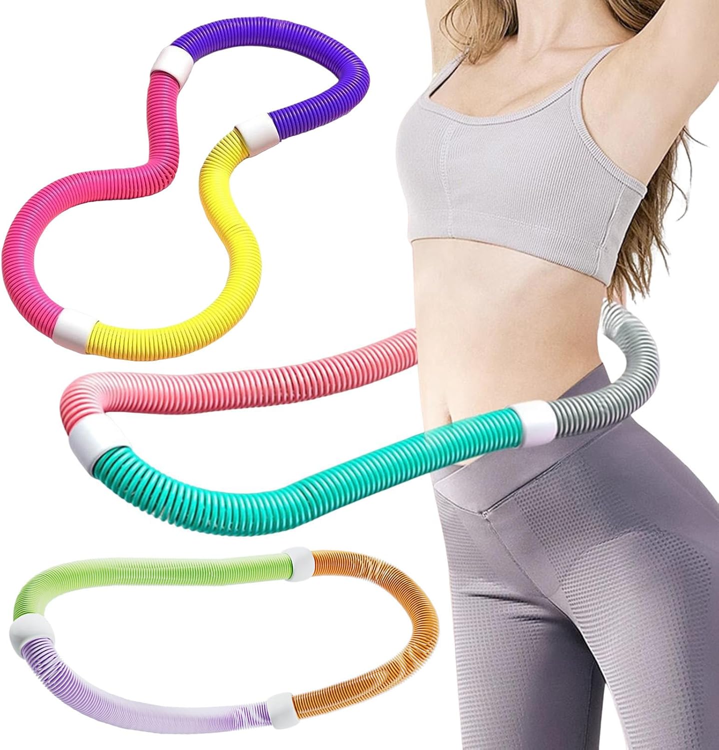 Weighted Foldable HulaHoops for Adults – 3.3 lb Portable Fitness Hoop for Waist Slimming, Postpartum Recovery, Home & Travel Exercise Equipment