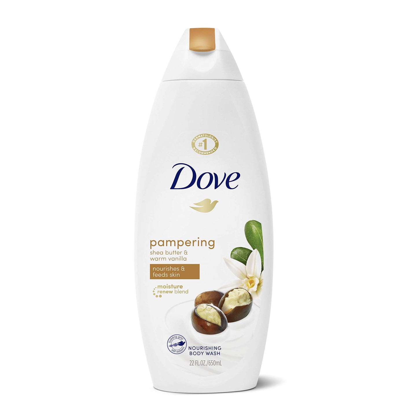 Dove Body Wash 4 Count Pampering Shea Butter & Vanilla for Renewed, Healthy-Looking Skin Gentle Skin Cleanser with 24hr Renewing MicroMoisture 20 oz