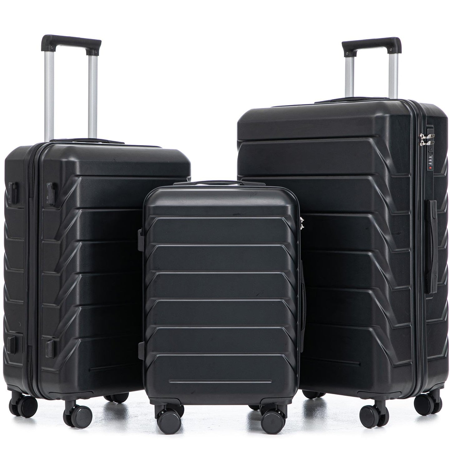 Merax 3 Piece ABS Hardshell Luggage Sets Spinner Wheel Suitcase TSA Lock Suit Case, Rosybrown, 20/24/28 Inch