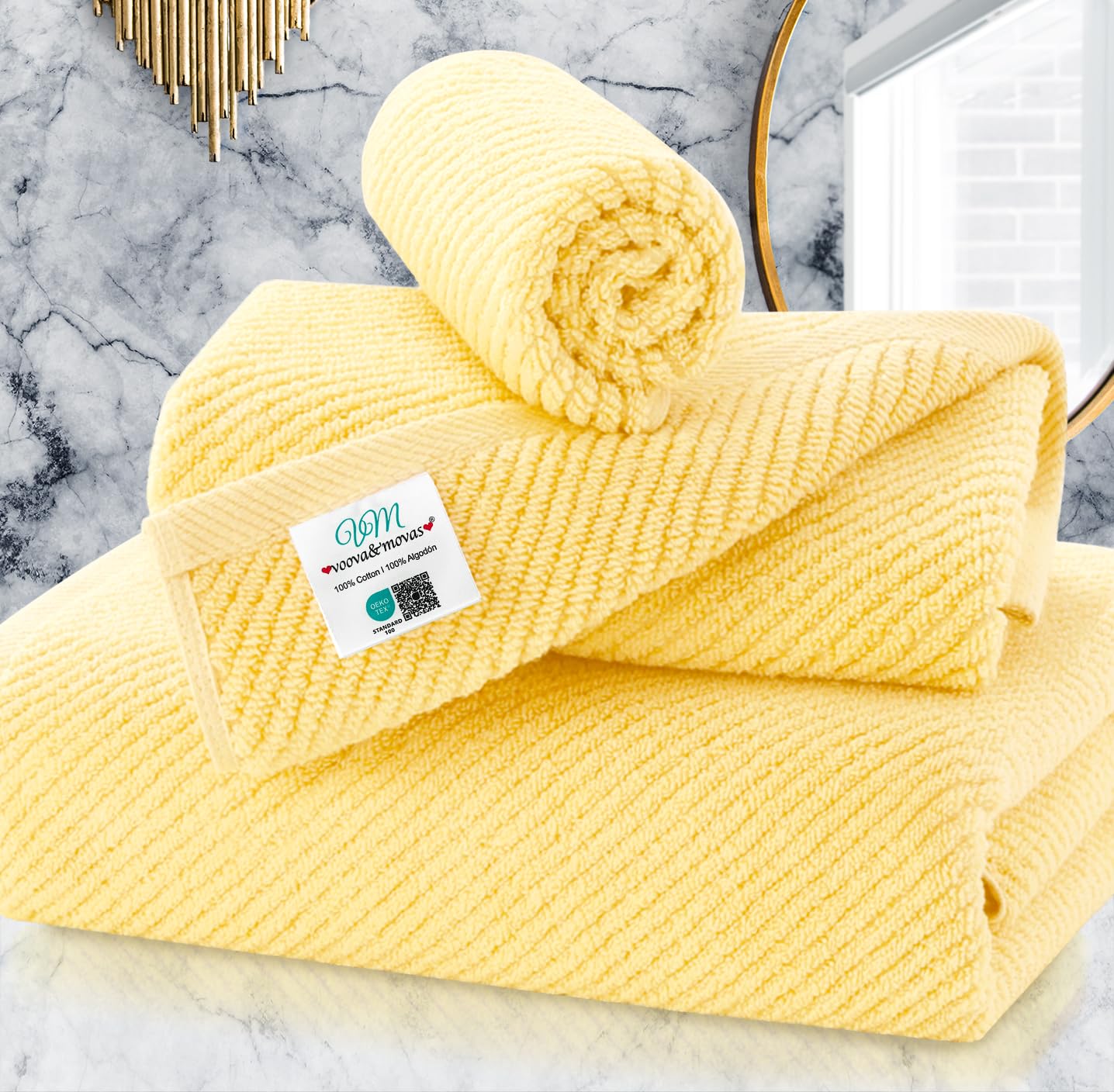 VOOVA & MOVAS Bathroom Hand Towels Set of 4, Large 18"x28" - 100% Cotton | Quick Dry | Light Weight | Thick | Soft | Absorption, Luxury Hand Towels for Showering, Hot Pink Bathroom Decor