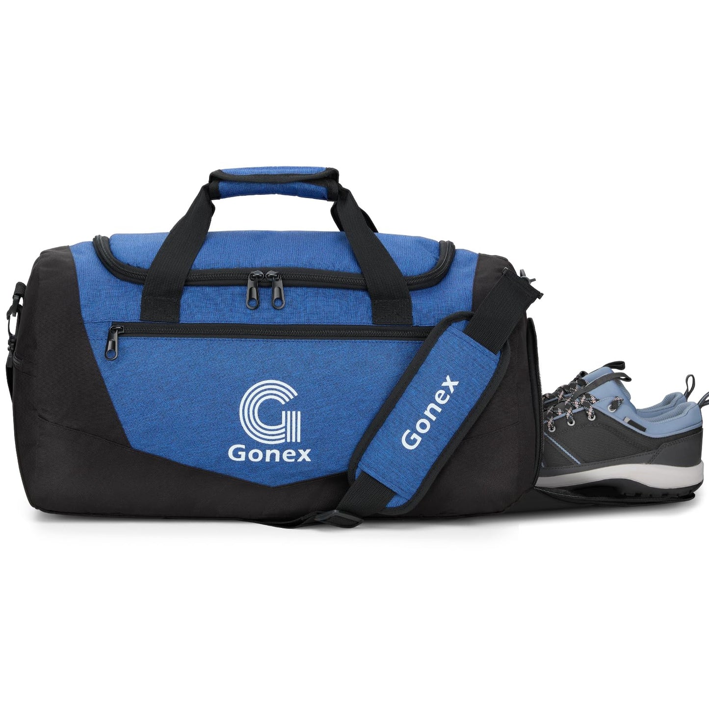 Gonex Gym Duffel Bag with Shoe Compartment Wet Pocket, Large Capacity Sports Duffle Bag for Men Women, Workout & Travel Bag with Multiple Pockets, Black/Gray, Small (30L)