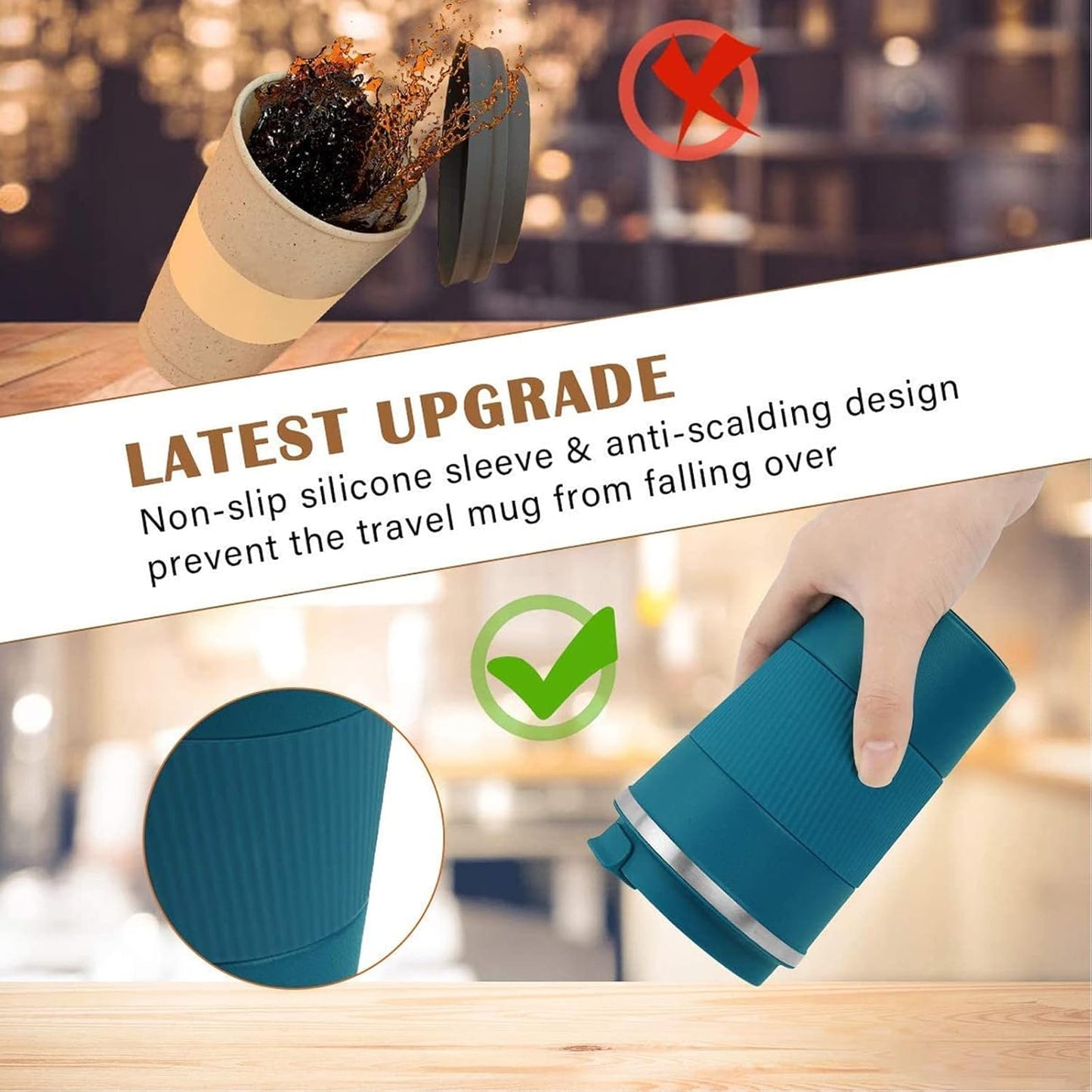 Coffee Mug 12oz - Insulated Travel Mug Spill Proof with Leakproof Lid Vacuum Stainless Steel Travel Coffee Mug Water Tumbler to GO, Reusable Coffee Cup for Men and Women for Hot & Cold Drinks