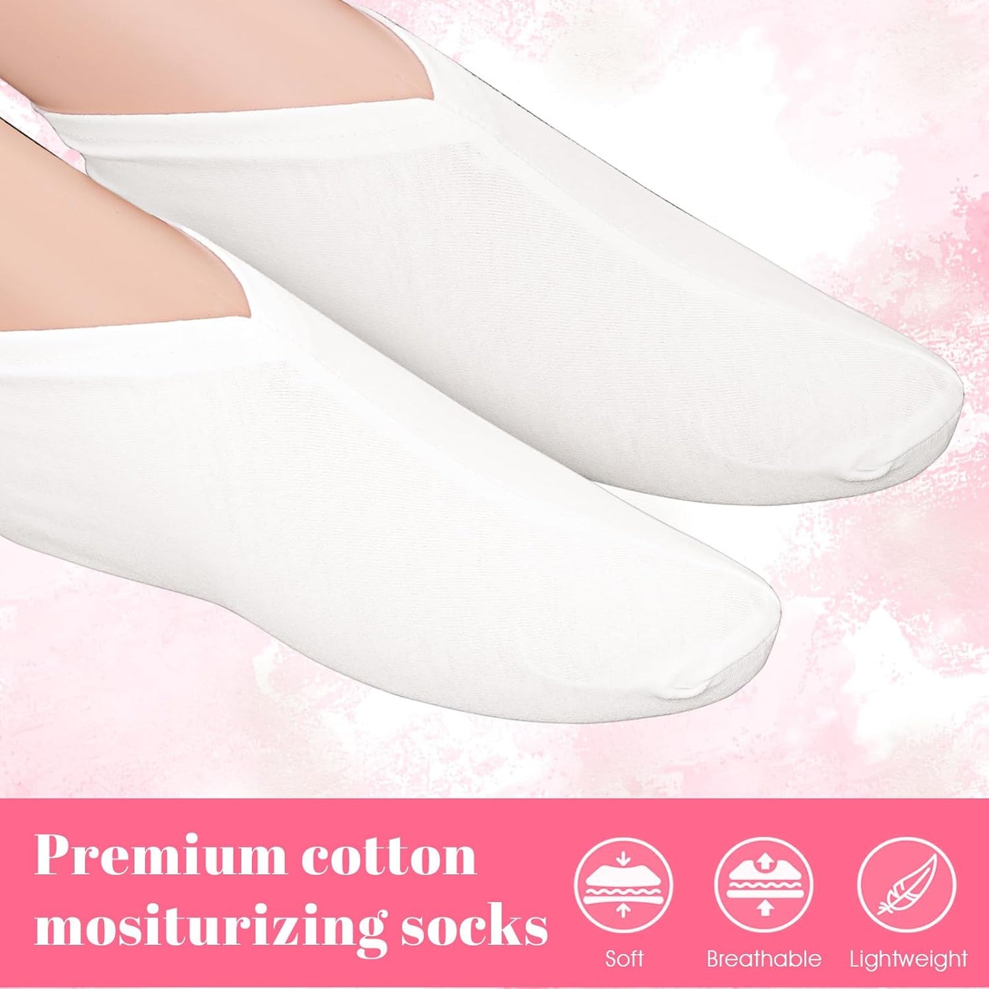 3 Pairs Moisturizing Socks Overnight Cotton Lotion Foot Cover Mask Moisture Enhancing Socks Absorbing Spa Feet Sleeve for Dry Care Cosmetic Women Men Beauty Pedicure