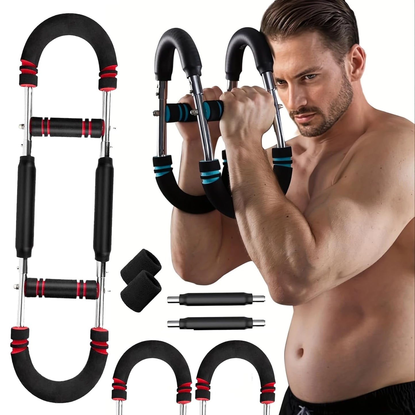 Gorilla Bar for Chest Workout, 44-110lb Adjustable Twister Arm Trainer, Portable Spring Resistance Home Fitness Equipment