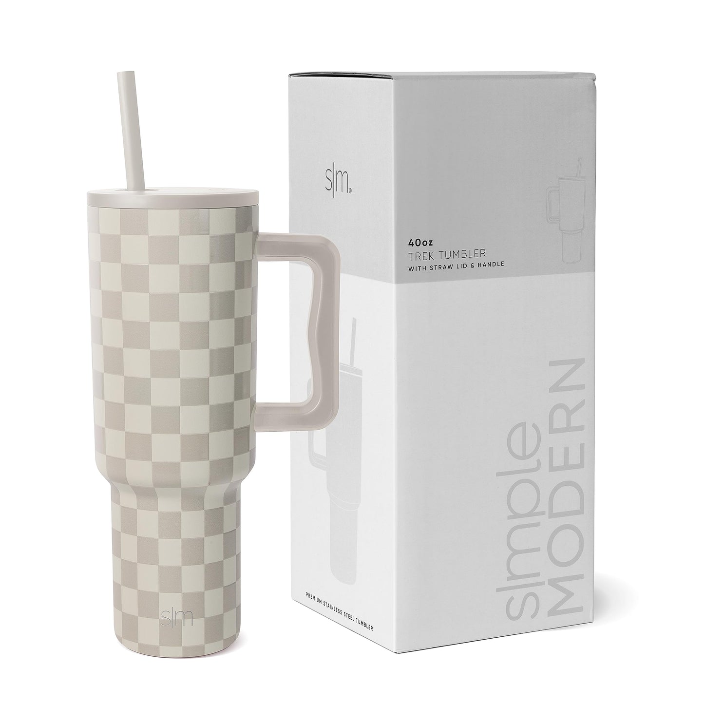 Simple Modern 40 oz Trek Tumbler with Handle and Straw Lid | Cup Holder Friendly Insulated Stainless Steel Travel Mug | Blue Dune