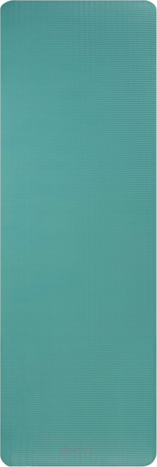 Gaiam Essentials Thick Yoga Mat Fitness & Exercise Mat with Easy-Cinch Yoga Mat Carrier Strap, 72"L x 24"W x 2/5 Inch Thick