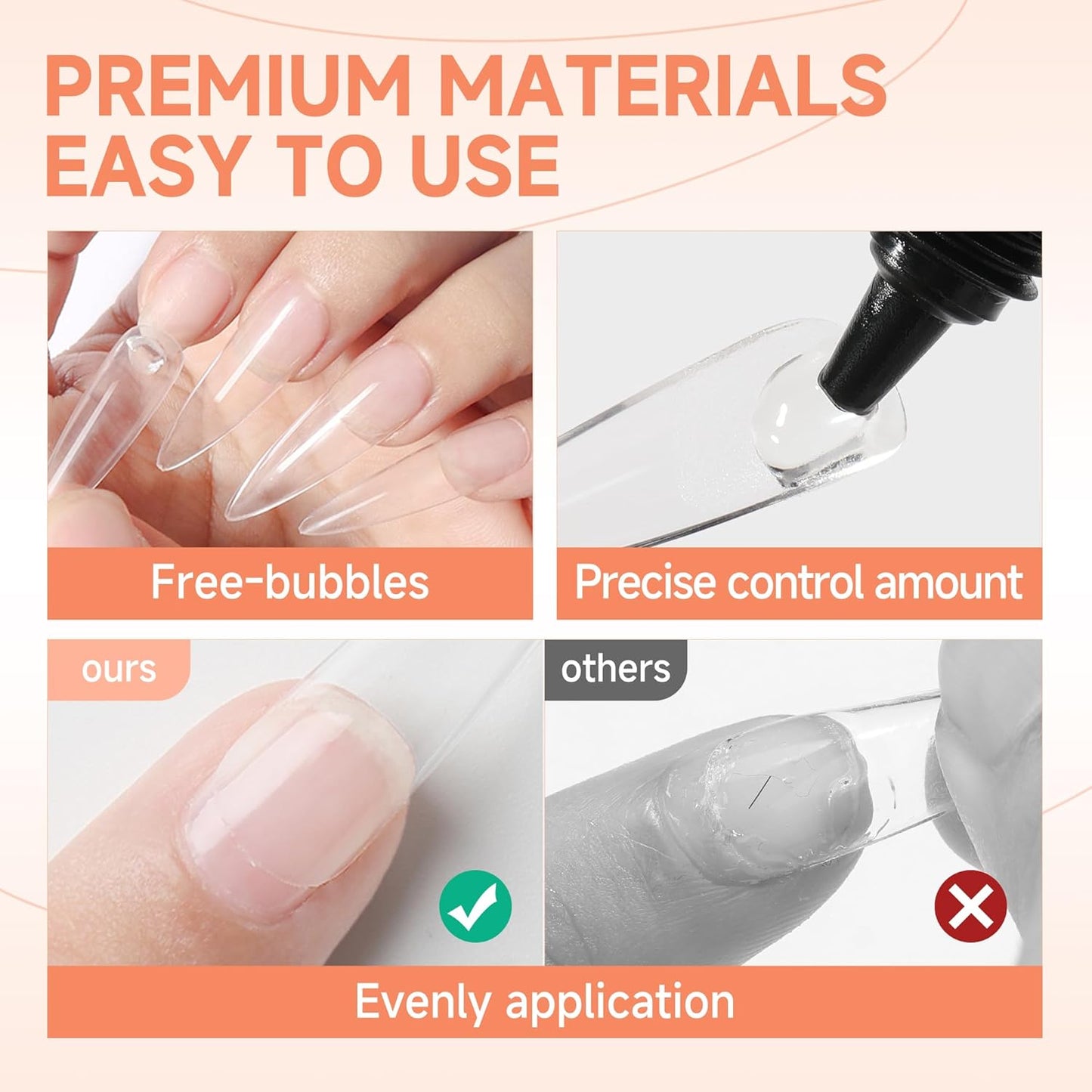 UNA GELLA Solid Nail Glue Gel Soft Gel Nail Tips Glue 15ml Lamp Curing Needed Solid Soak Off Glue Super Strong Nail Glue For Fake Acrylic Nails Extension Press On Nails