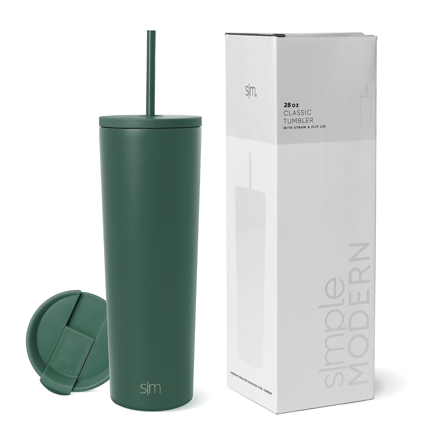 Simple Modern Insulated Tumbler with Lid and Straw | Iced Coffee Cup Reusable Stainless Steel Water Bottle Travel Mug | Gifts for Women Men Her Him | Classic Collection | 24oz | Midnight Black