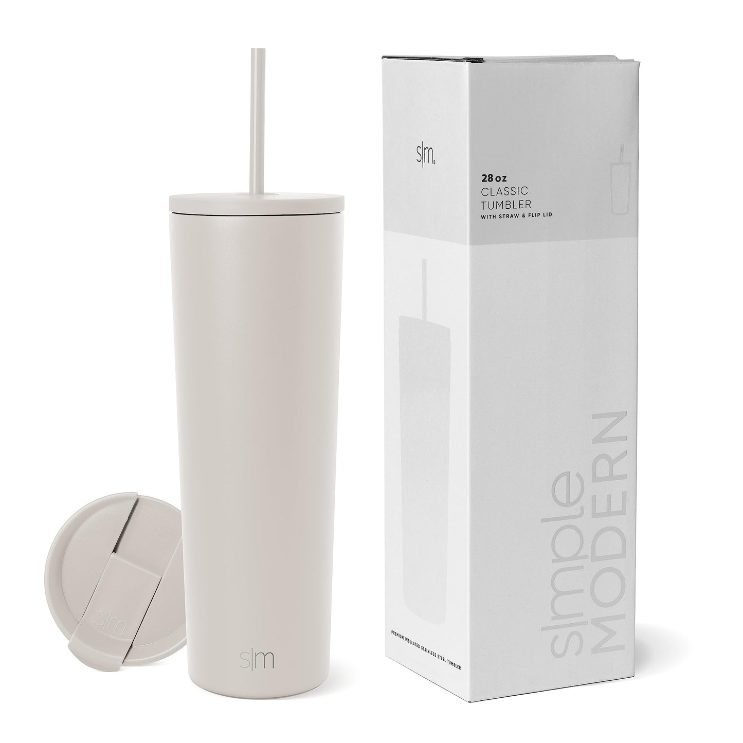 Simple Modern Insulated Tumbler with Lid and Straw | Iced Coffee Cup Reusable Stainless Steel Water Bottle Travel Mug | Gifts for Women Men Her Him | Classic Collection | 24oz | Midnight Black