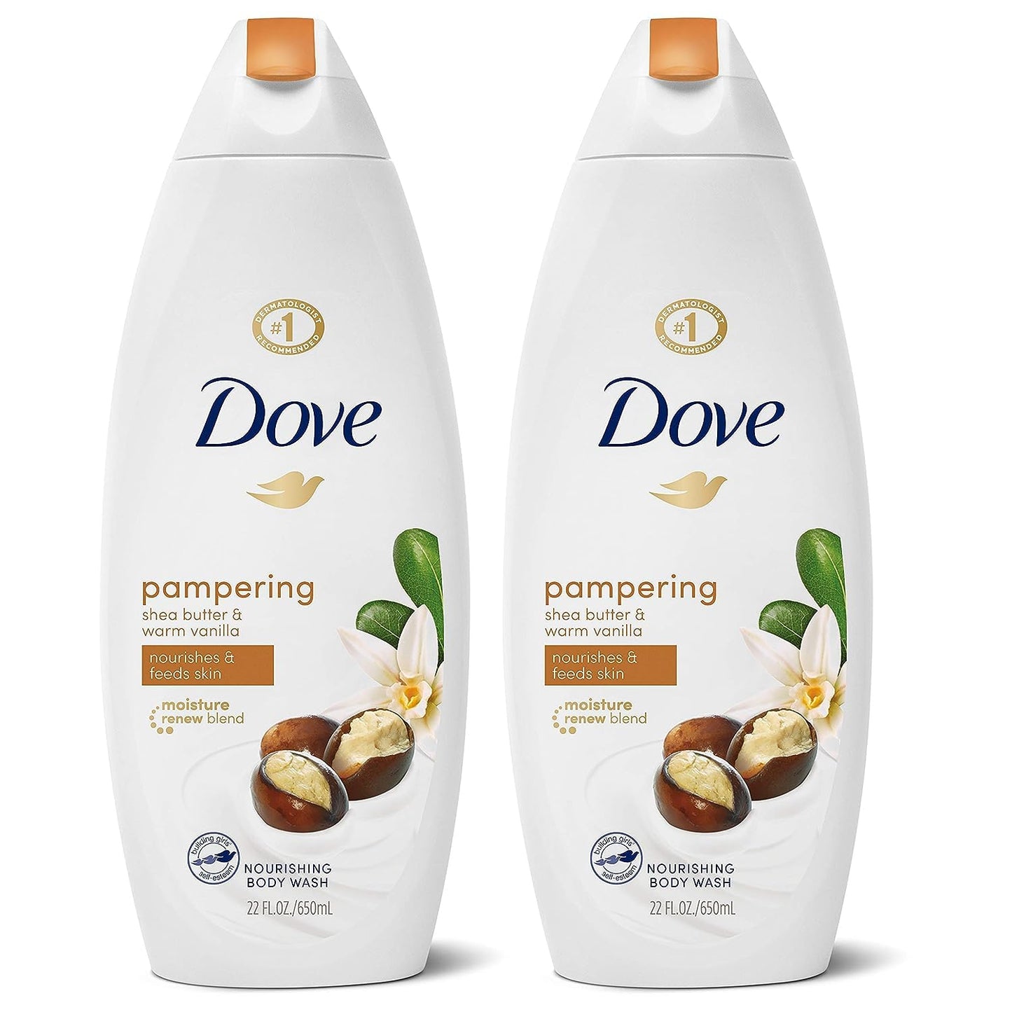 Dove Body Wash Pamper Shea Butter & Vanilla for 24hr Lotion-Soft Skin Moisturizing Skin Cleanser with No Sulfates No Parabens 20 oz