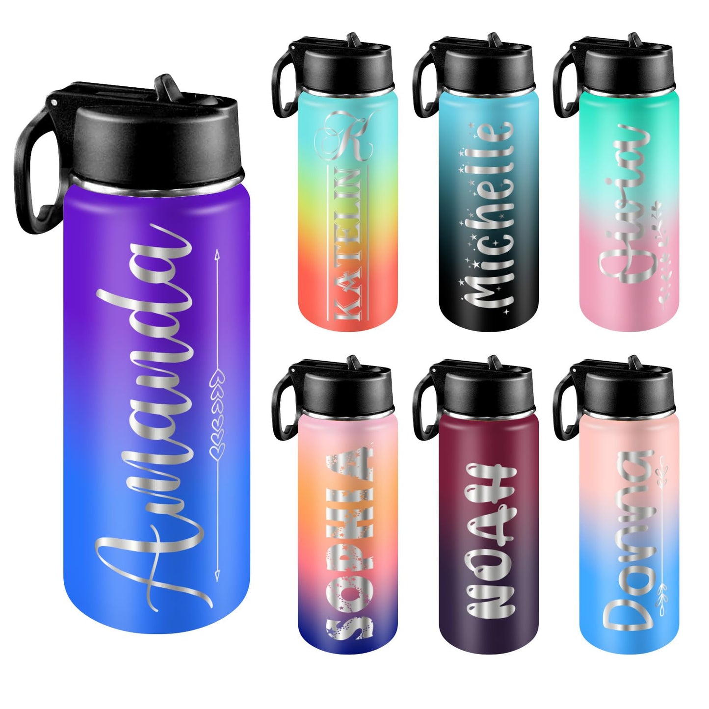 Custom Water Bottle with Photo, 18/32 oz Personalized Picture Stainless Steel Sports Water Bottle for Kids Men Women, Customize Double Wall Vacuum Insulated Bottle Birthday Gifts Water Bottle