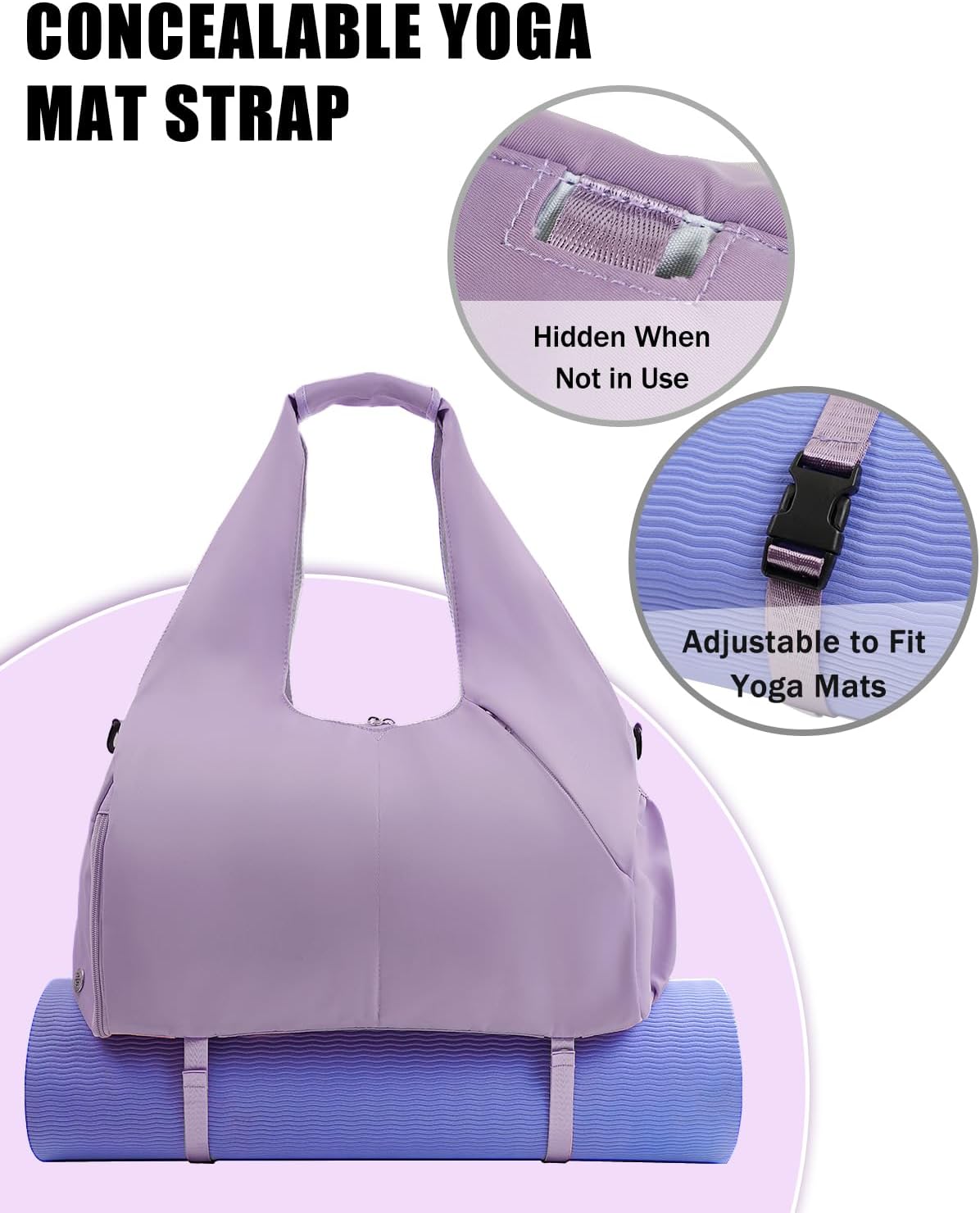 Gym Bag for Women with Shoe Compartment Yoga Mat Bag with Wet Pocket and Water Bottle Holder Weekender Bag with Strap