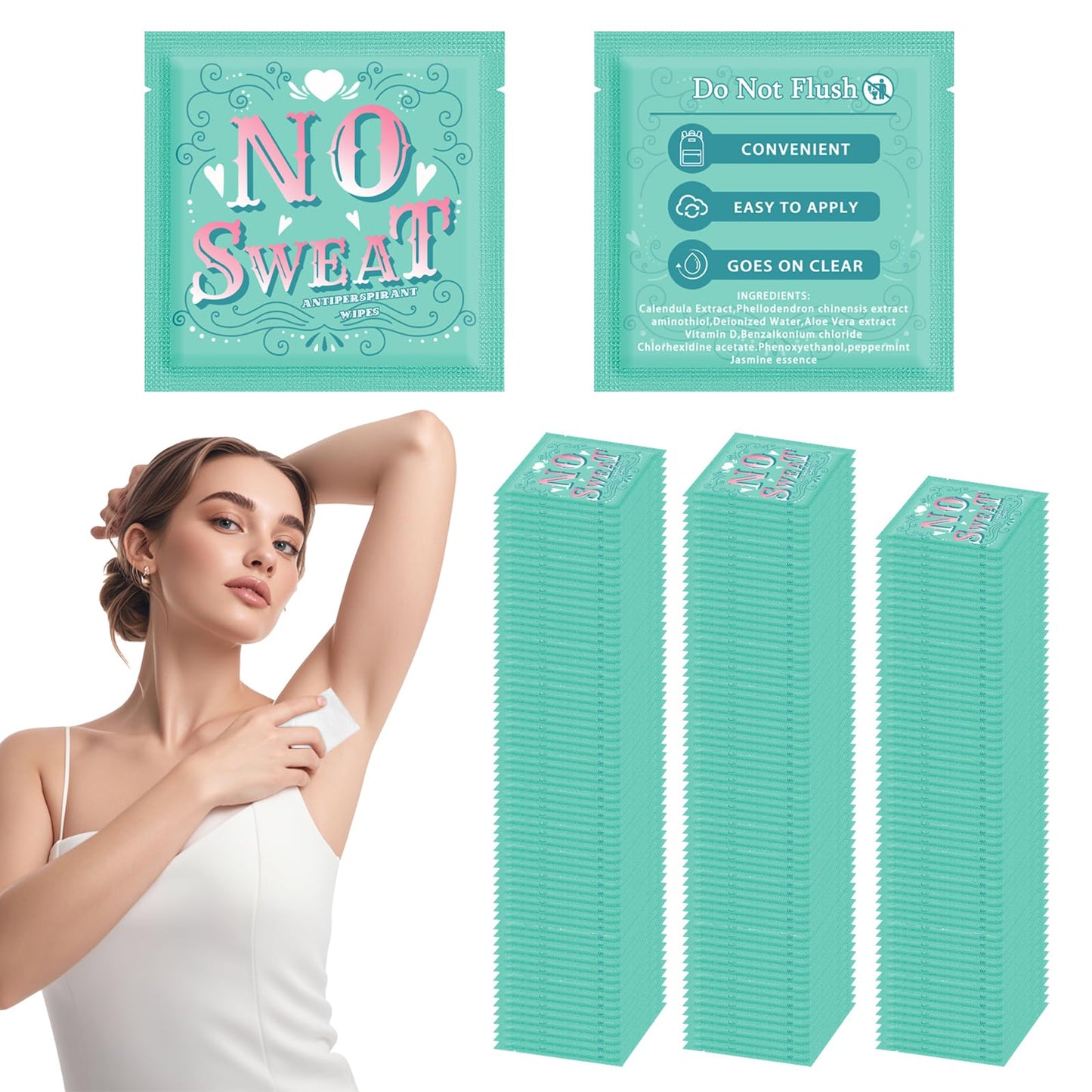 Body Wipes 50 pieces of Antiperspirant deodorant Wipes And Travel Deodorant Individually Wrap Hypoallergenic Mini Deodorant Underarm Sweating And Travel To Clean Skin For Female Male Teenagers