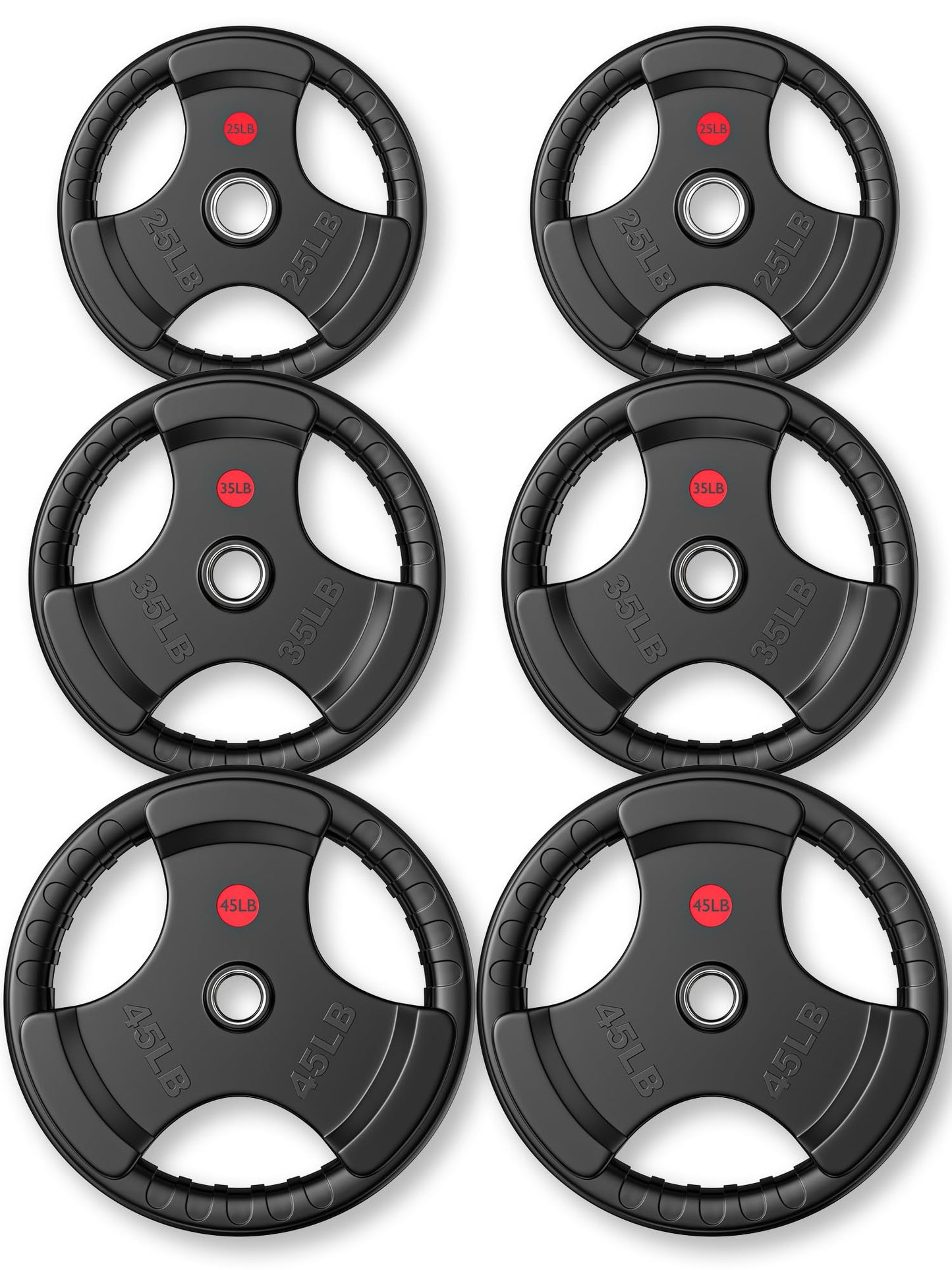 GIKPAL 2-inch Rubber Olympic Grip Weight Plates for Strength Training, Weightlifting in Home & Gym, Barbell Weights Plates Set (2.5/5/10/25/35/45 LB)