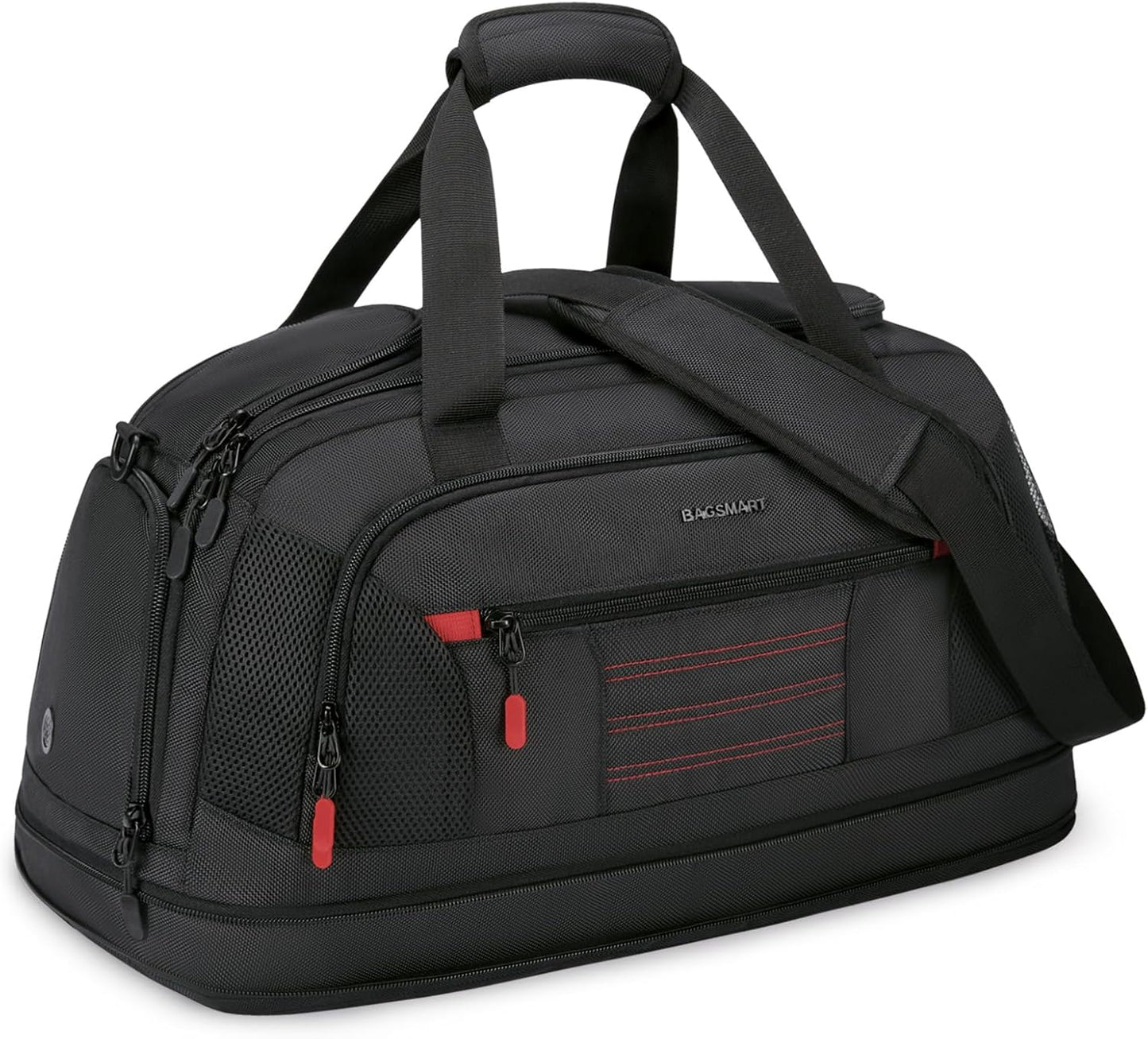 BAGSMART Gym Bag for Men, Expandable Lightweight Workout with Shoe Compartment & Wet Pocket, Water Resistant Weekender Bag, Black