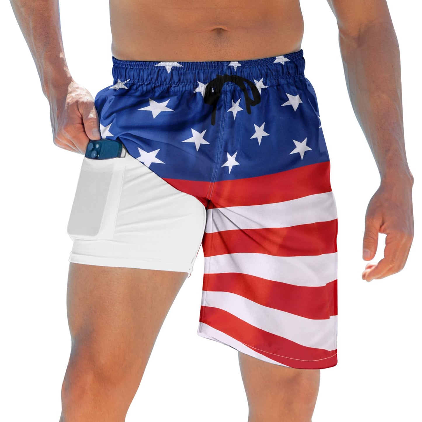 ALISISTER Mens Swim Trunks with Compression Liner Bathing Suit Summer Swimming Shorts