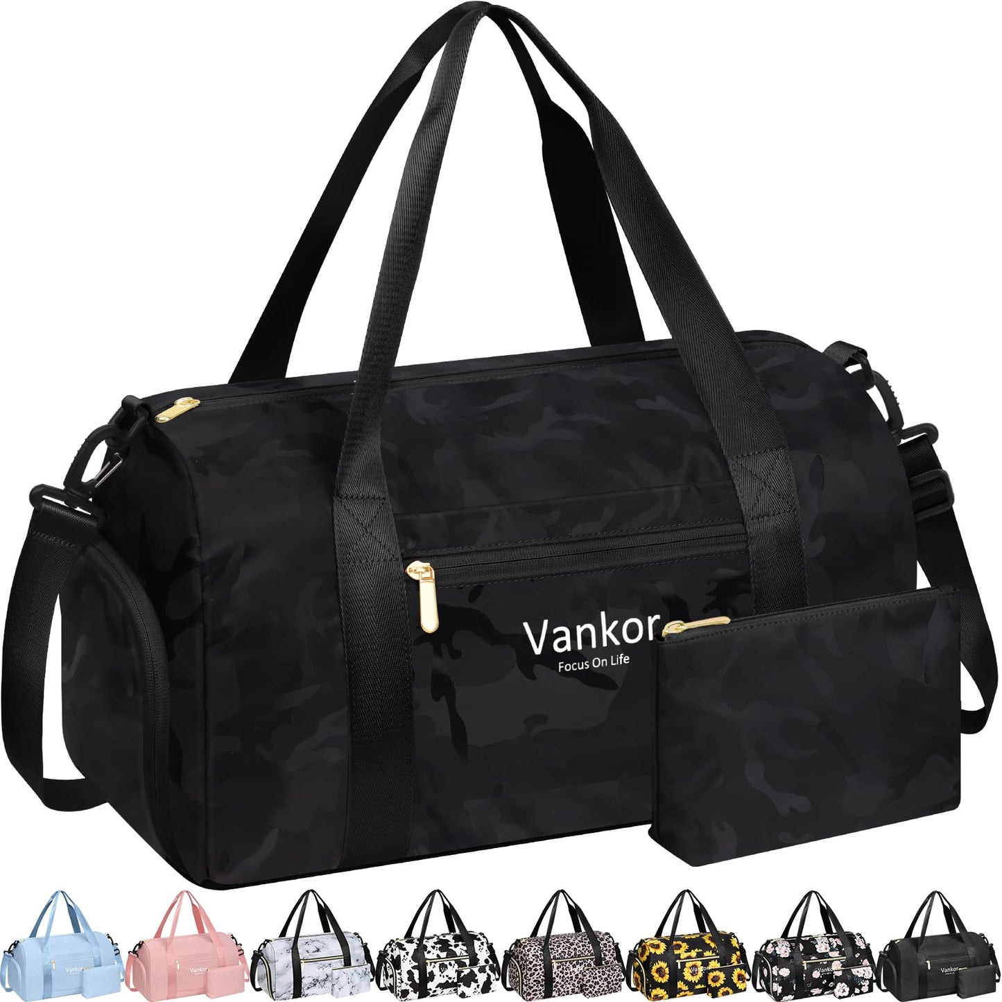 Gym Bag for Women with Shoe Compartment Waterproof, Sports Duffle Bag for Travel Duffel Weekender Carry on Beach Yoga Overnight Luggage Mommy Maternity Hospital Bag Blue 17.5 Inch