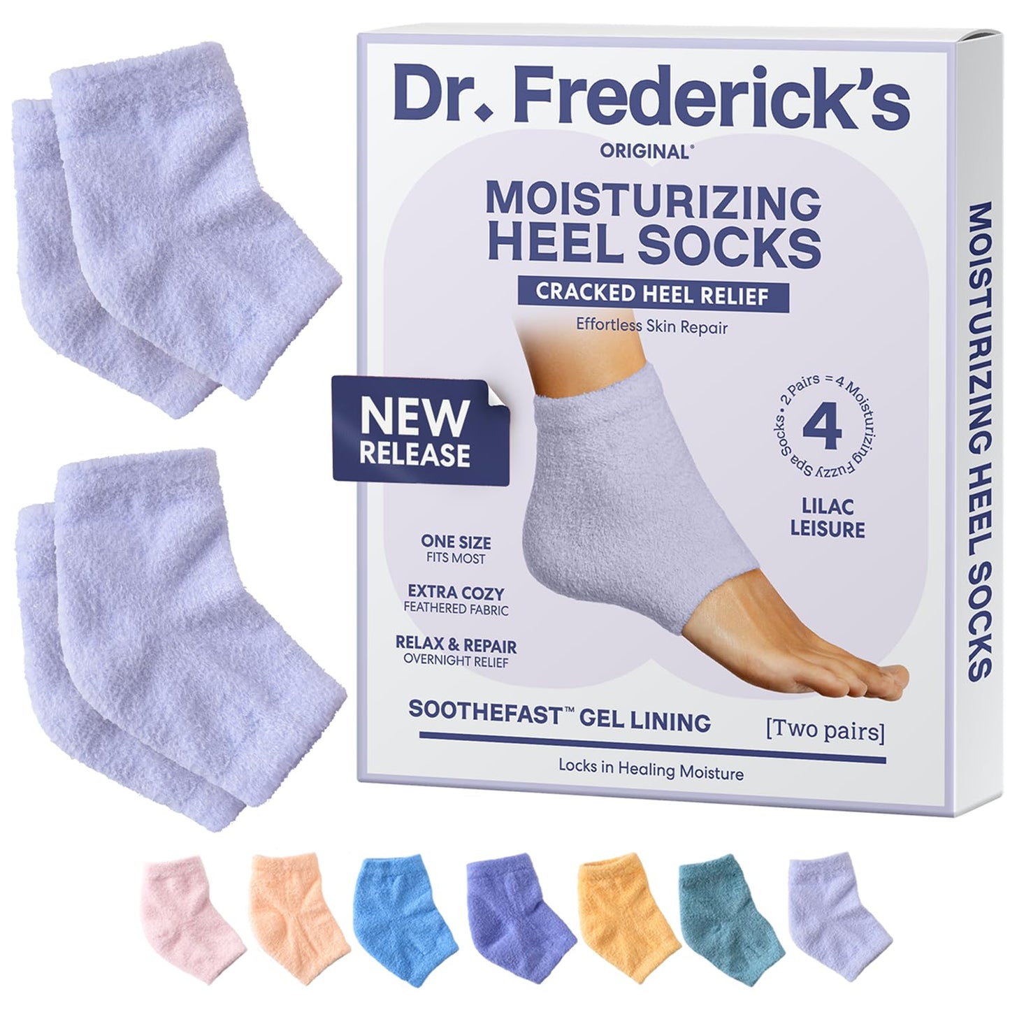 Dr. Frederick's Original Moisturizing Fuzzy Heel Socks - 2 Pairs - Cozy Gel-Lined Sleep Socks for Women & Men - Soothes Dry, Cracked Feet - Heel Repair - Relaxing Rose