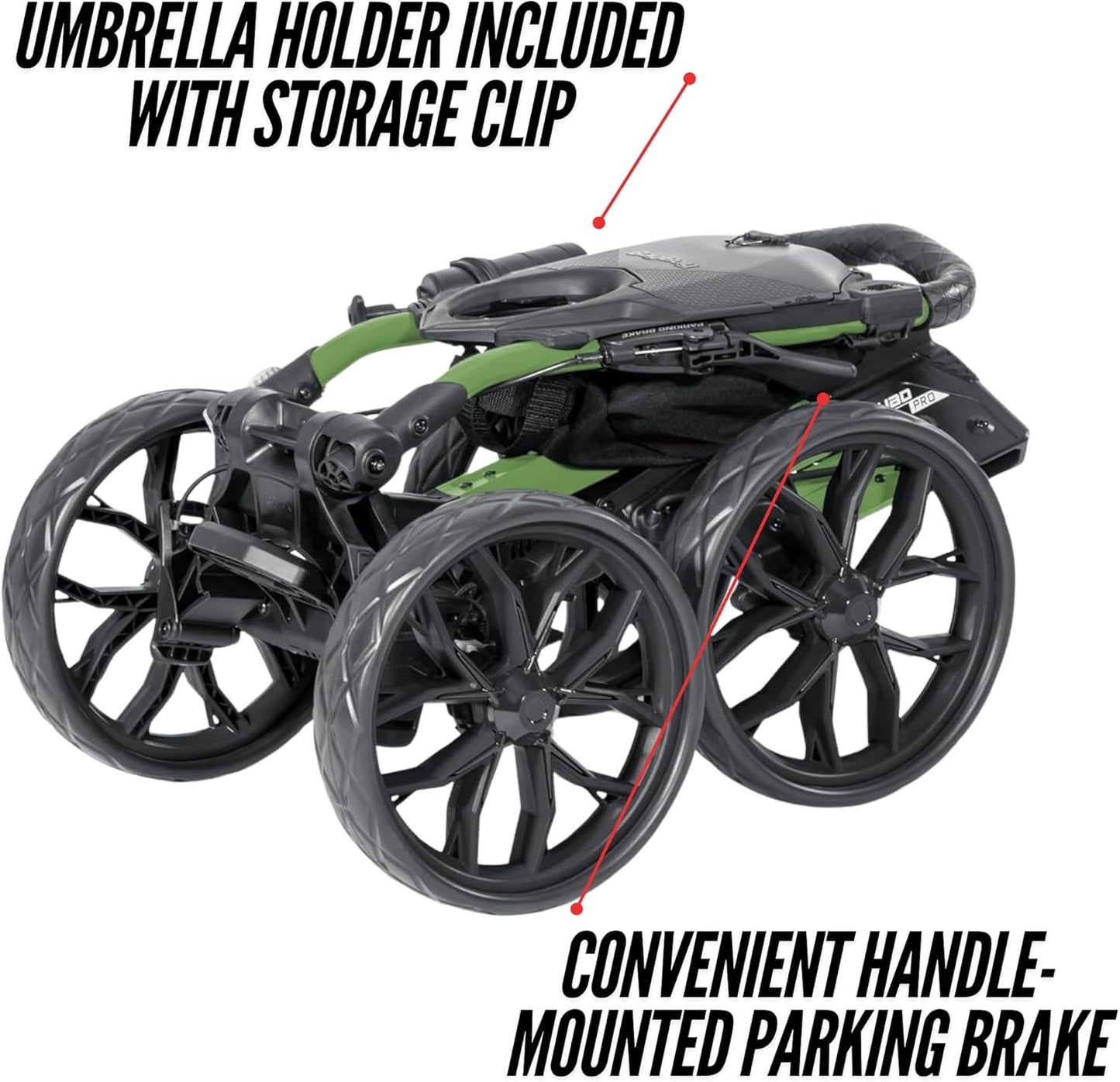 Bag Boy Quad Pro Push Cart, Green/Black