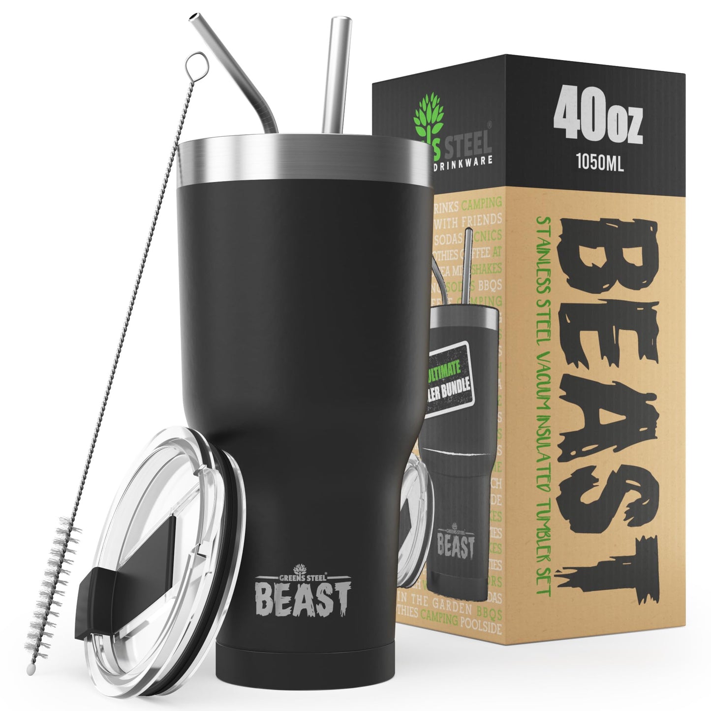 Beast 50 oz Tumbler Stainless Steel Vacuum Insulated Coffee Ice Cup Double Wall Travel Flask (Arctic White)