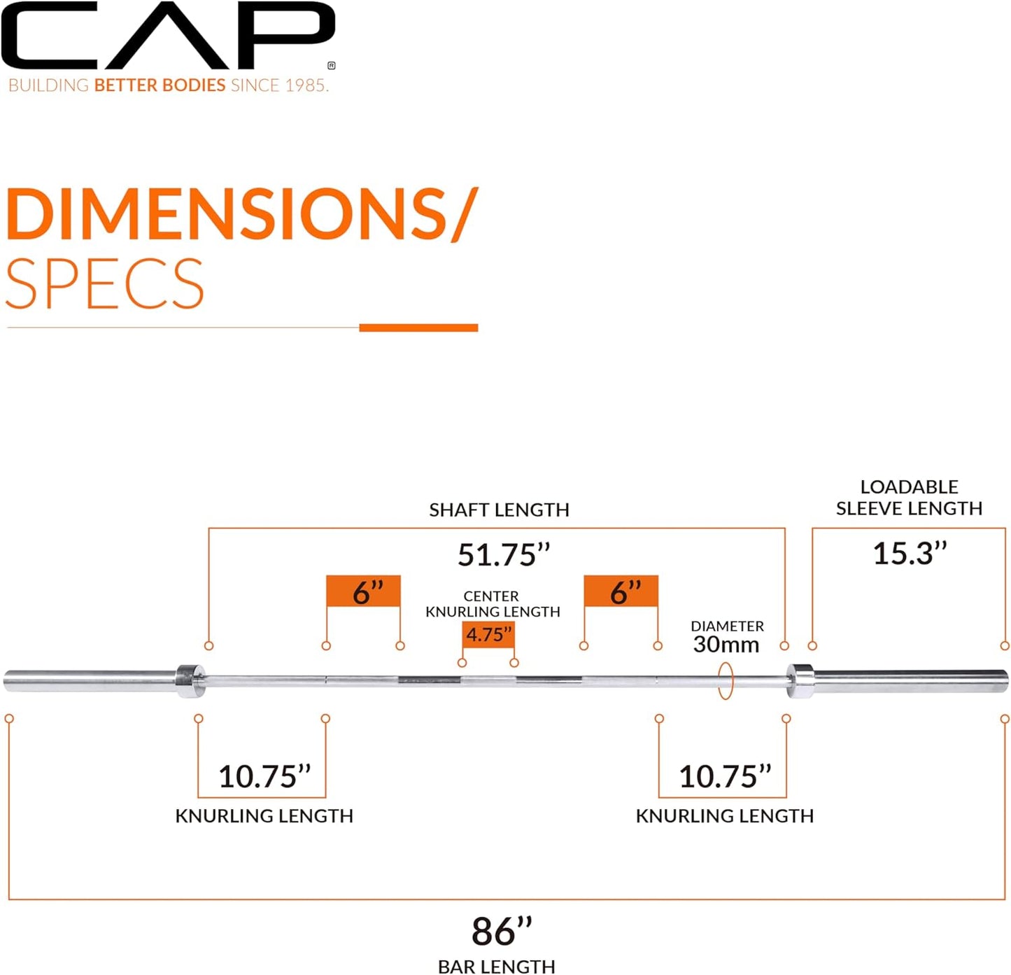 CAP Barbell 2-Inch Olympic 7 ft Barbell Bars | Multiple Options