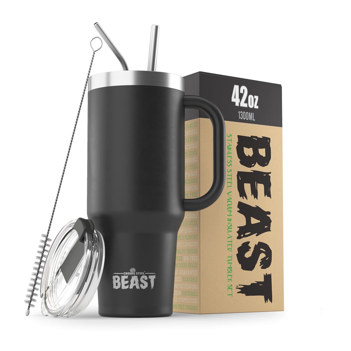 Beast 50 oz Tumbler Stainless Steel Vacuum Insulated Coffee Ice Cup Double Wall Travel Flask (Arctic White)