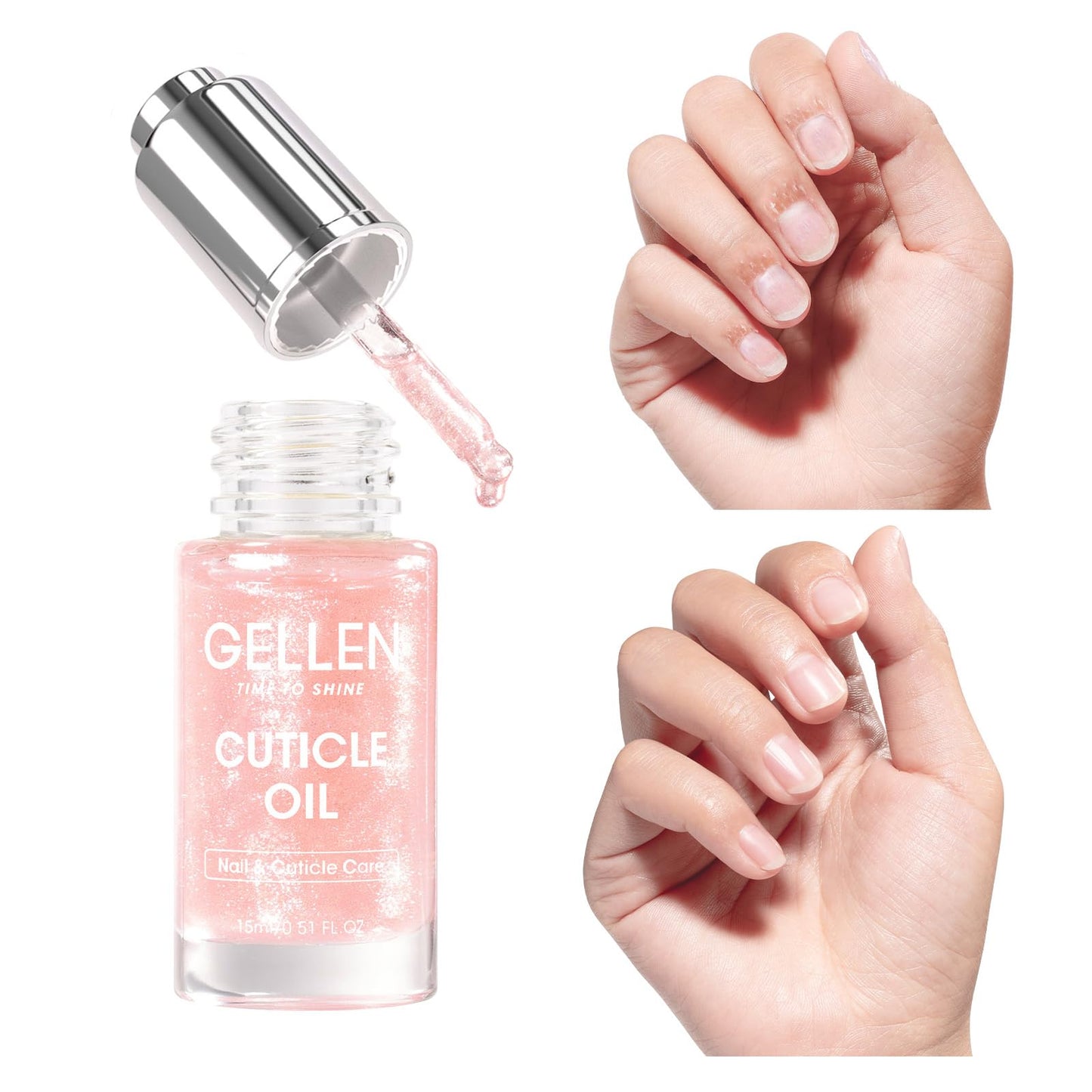 Gellen Nail Cuticle Oil for Growth and Strength, Natural Keratin Vitamin E Nail Growth Oil, Organic Cuticle Nails Serum for Hydrating, Nourishing, Strengthening, Repairing