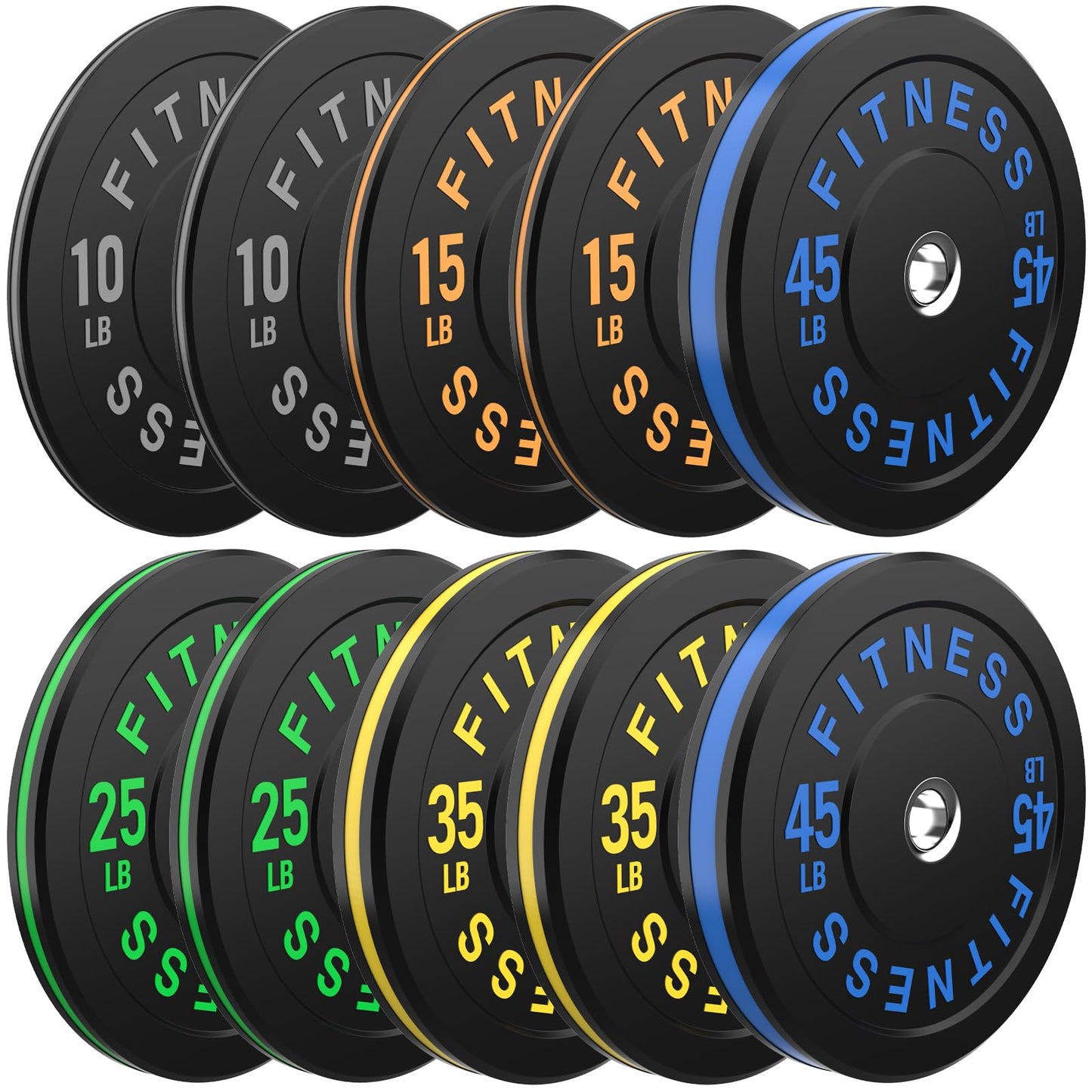 2 Inch Bumper Plates,10-500lbs,Barbell Rubber Olympic Weight Plates Set for Home Gym, Strength Training & Weight Lifting, Multiple Options Colors