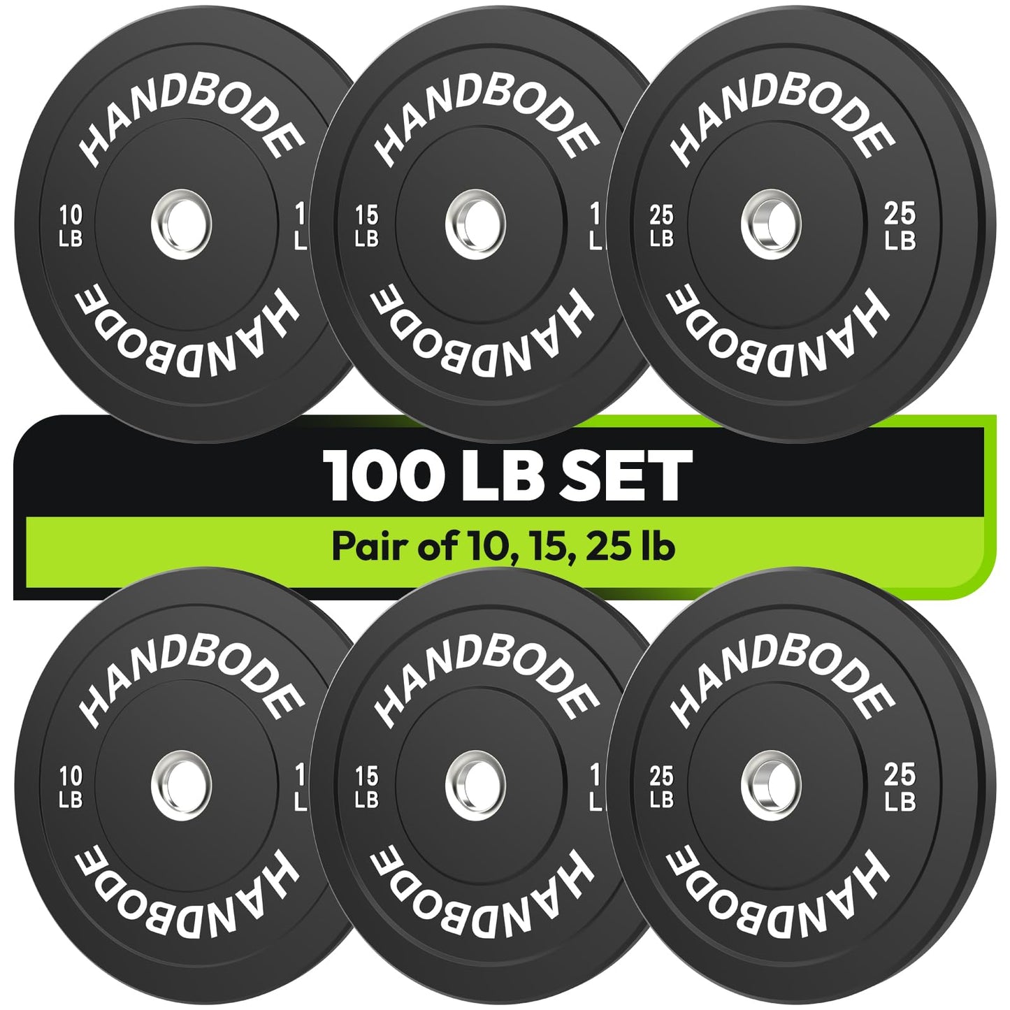 Bumper Plates 2 - Inch Olympic Weight Plate Set for Barbell, 10-55 lb Rubber Weights Sets for Home Gym, Strength Training Plate, Weight Lifting, Black