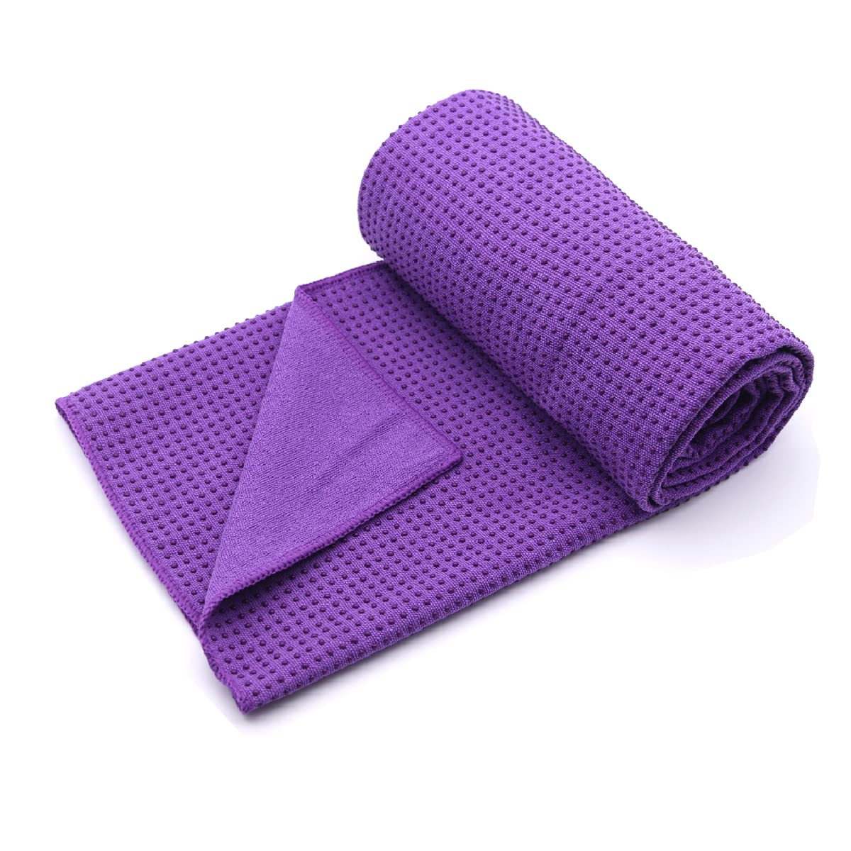 Eunzel Yoga Towel,Hot Yoga Mat Towel with Grip Dots Sweat Absorbent Non-Slip for Hot Yoga, Pilates and Workout 24" x72", Purple & Blue