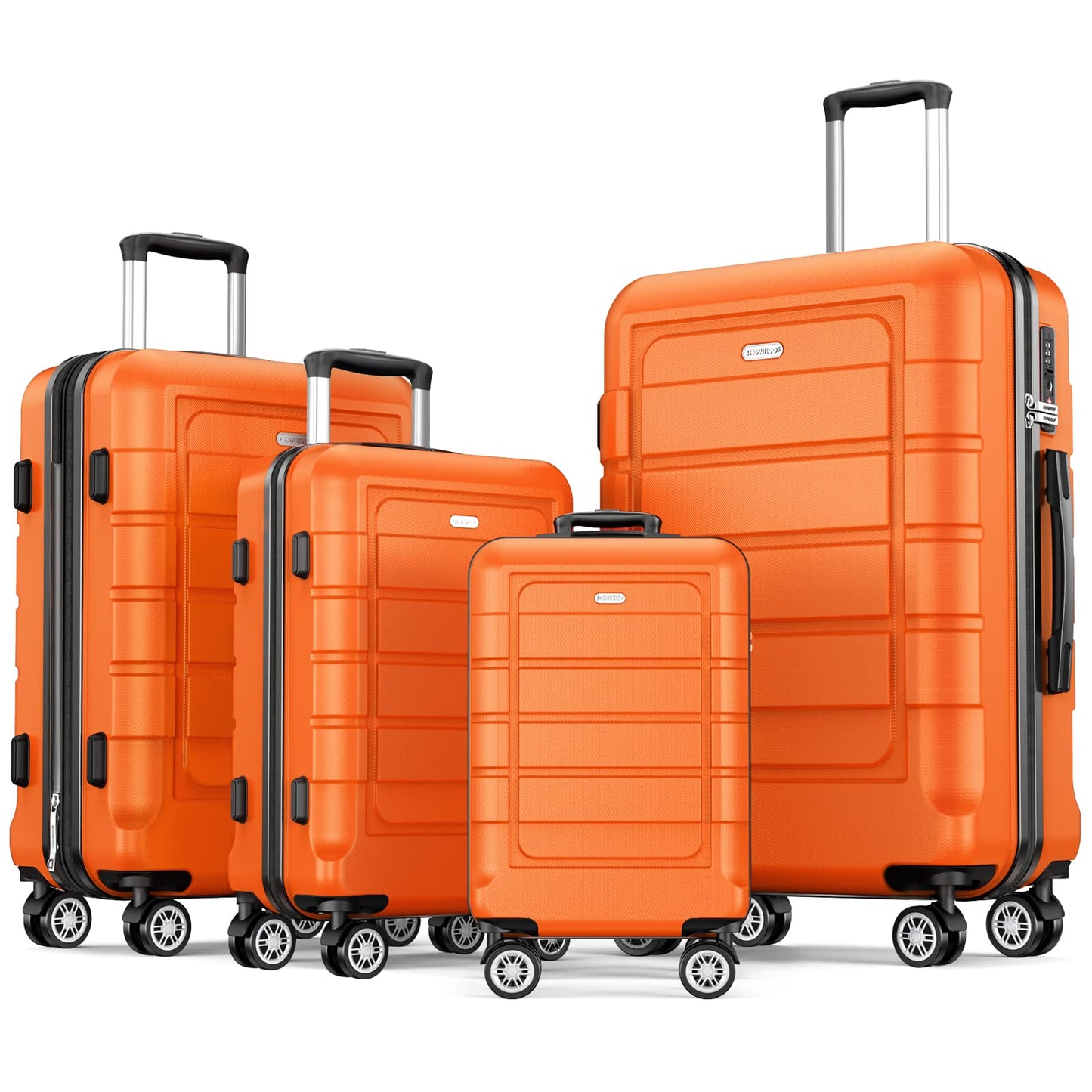 SHOWKOO Luggage Sets Expandable PC+ABS Durable Suitcase Sets Double Wheels TSA Lock Pink 3pcs