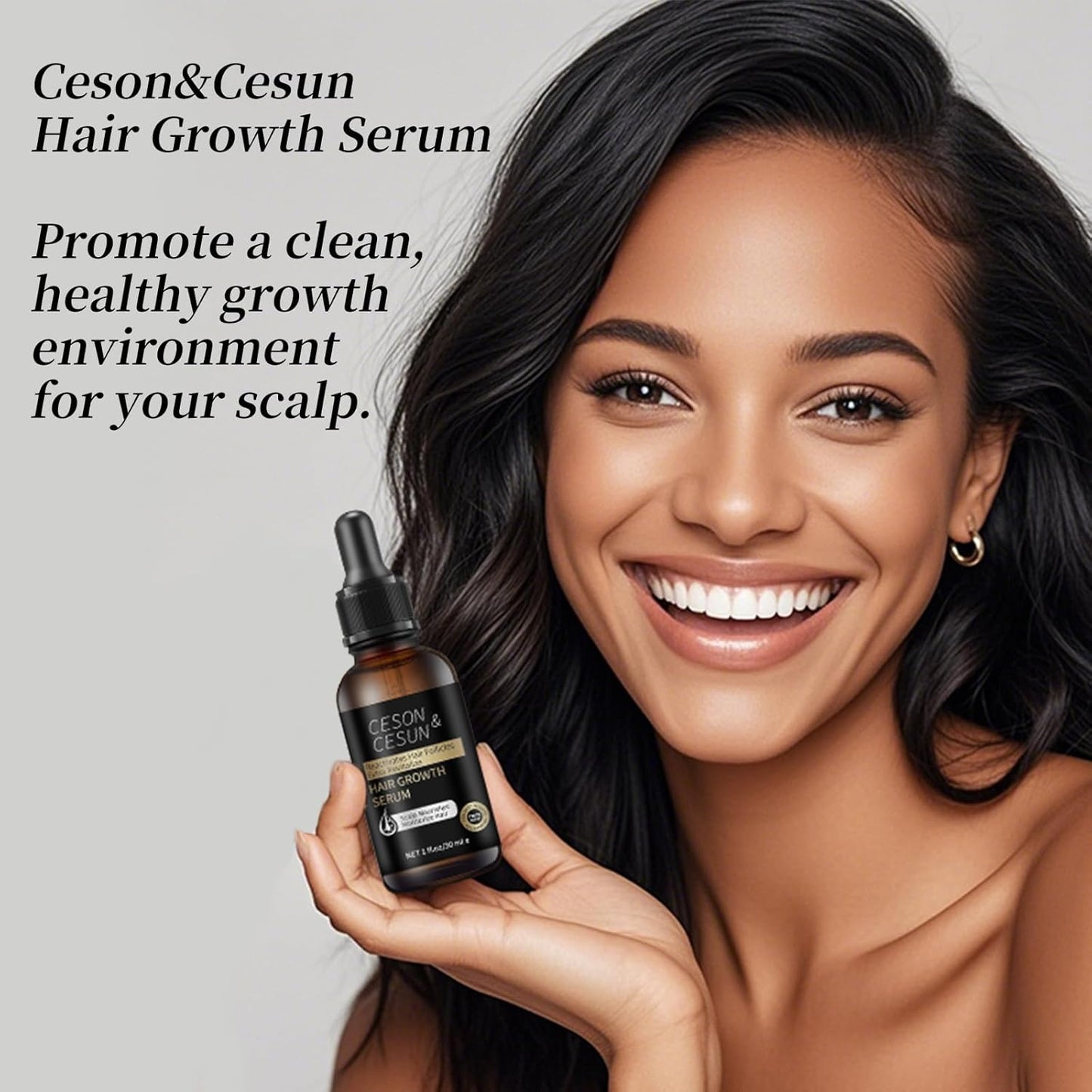 Ceson&Cesun Hair Growth Serum/Scalp Oil, With Biotin & Rosemary Castor Oil, Hair Thickening Serum For Hair loss, Water-Based, Nourishes The Scalp, Natural Hair Regrowth & Dry Damaged Hair Treatment