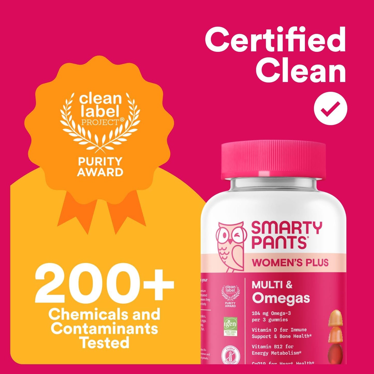 SmartyPants Women's Multivitamin Gummies - Improved Formula: Omega 3 (DHA/EPA), Methylfolate, CoQ10, Vitamin D3, C, Vitamin B12, B6, A, K & Zinc, Inositol, Gluten Free, 90 Count (30 Day Supply)