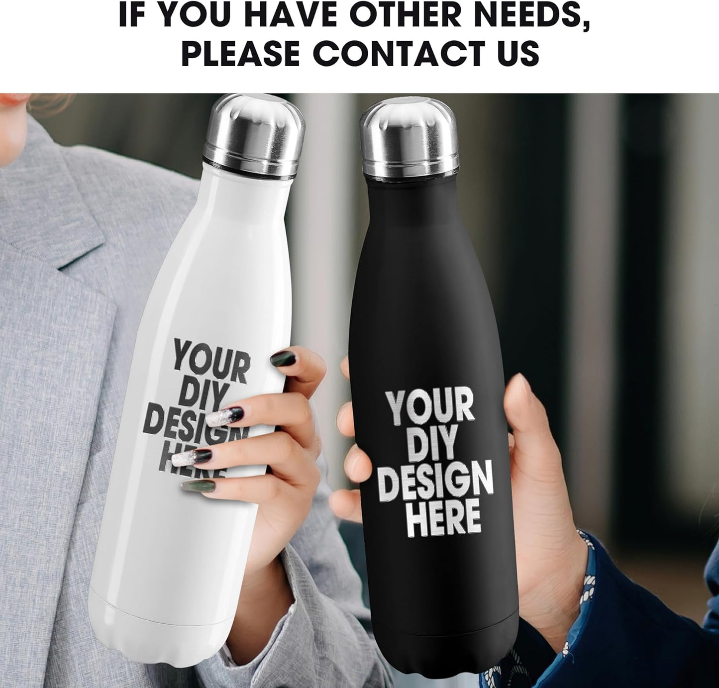 Personalized Custom Water Bottles Print in USA 17oz 12 Pcs Stainless Steel Double Wall Insulated Leakproof Cups With Colorful Text Logo for Sports Outdoors