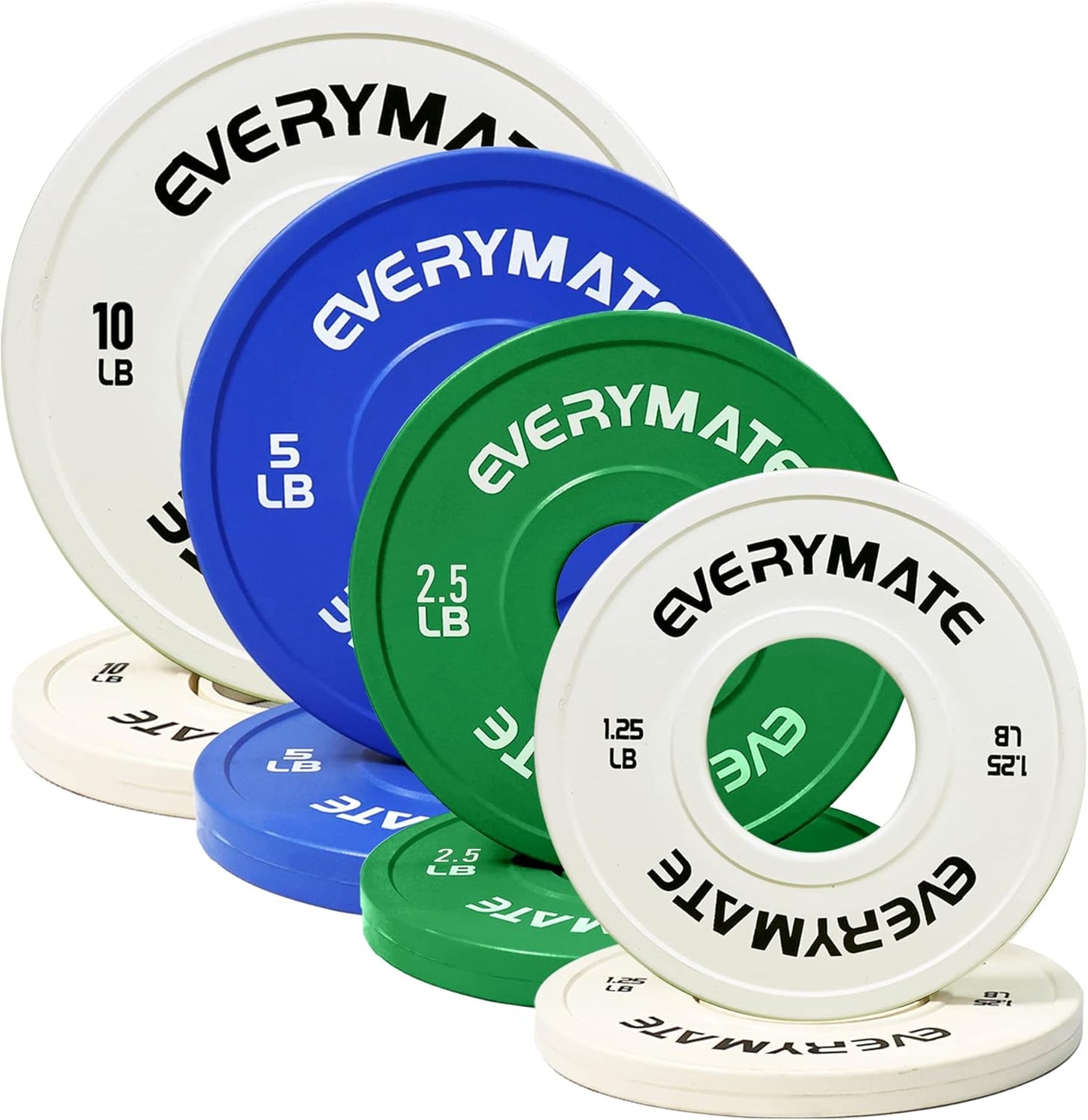 Change Plates 1.25LB 2.5LB 5LB 10LB Set - Fractional Olympic Bumper Plates for Cross Training - Steel Insert Strength Training Weight Plates