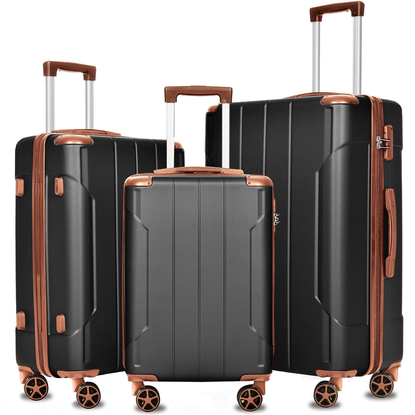 Merax Luggage Sets 3-Piece Hardshell with Spinner Wheels Lightweight Suitcase with Corner Guards (Green, 20/24/28)