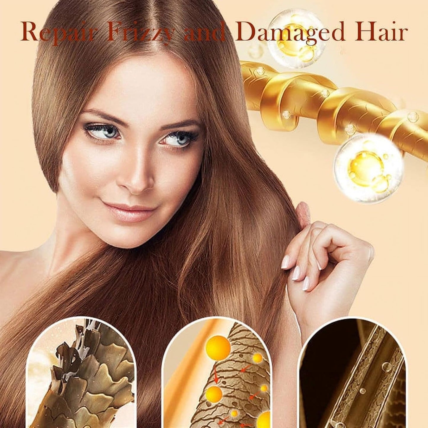 Moisturizing & Strengthening Silky Hair Oil, Hydrating Hair Treatment Essential Oil, Protein Hair Repair Leave-In Conditioning Essential Oil Spray, Hair Oil Serum Spray for Frizzy Hai (white)