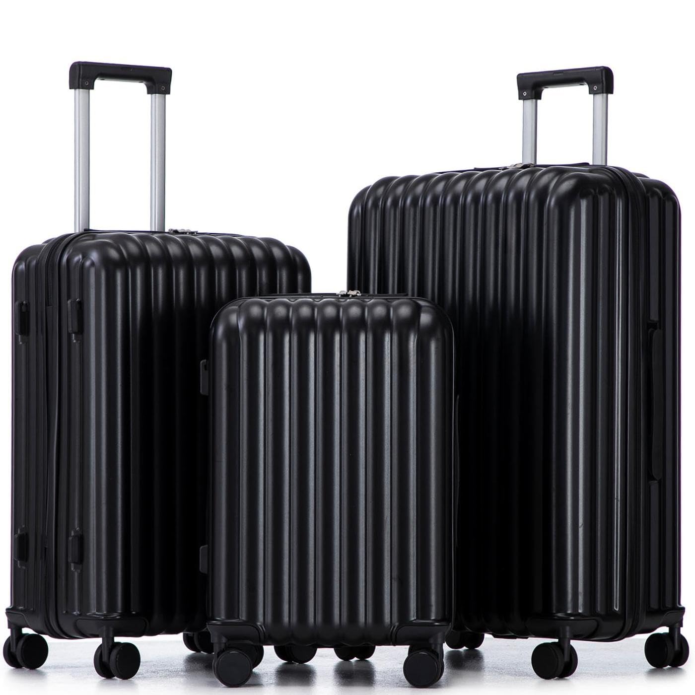 Merax 3 Piece ABS Hardshell Luggage Sets Spinner Wheel Suitcase TSA Lock Suit Case, Rosybrown, 20/24/28 Inch
